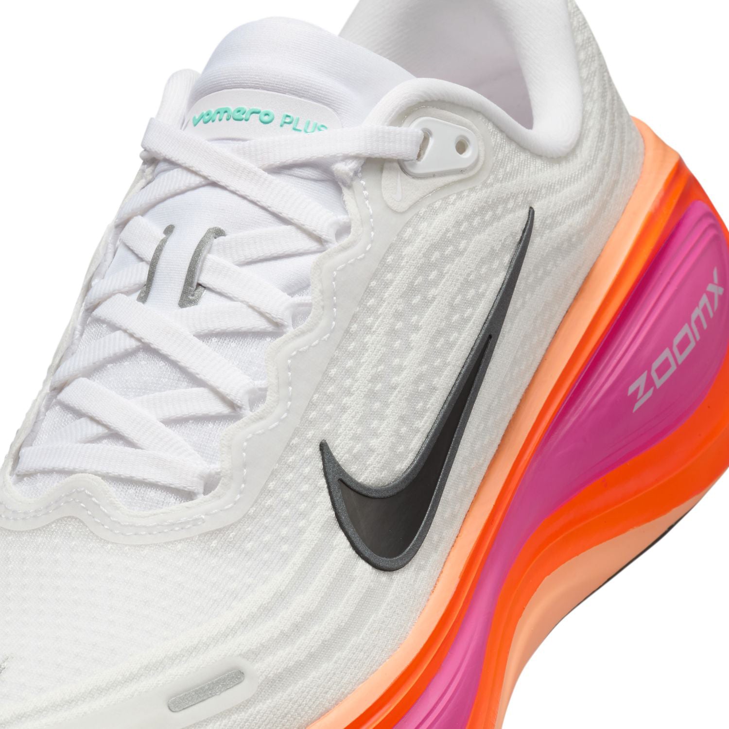 Women's Vomero Plus Running Shoes White / Fire Pink / Hyper Crimson / Black - Achilles Heel