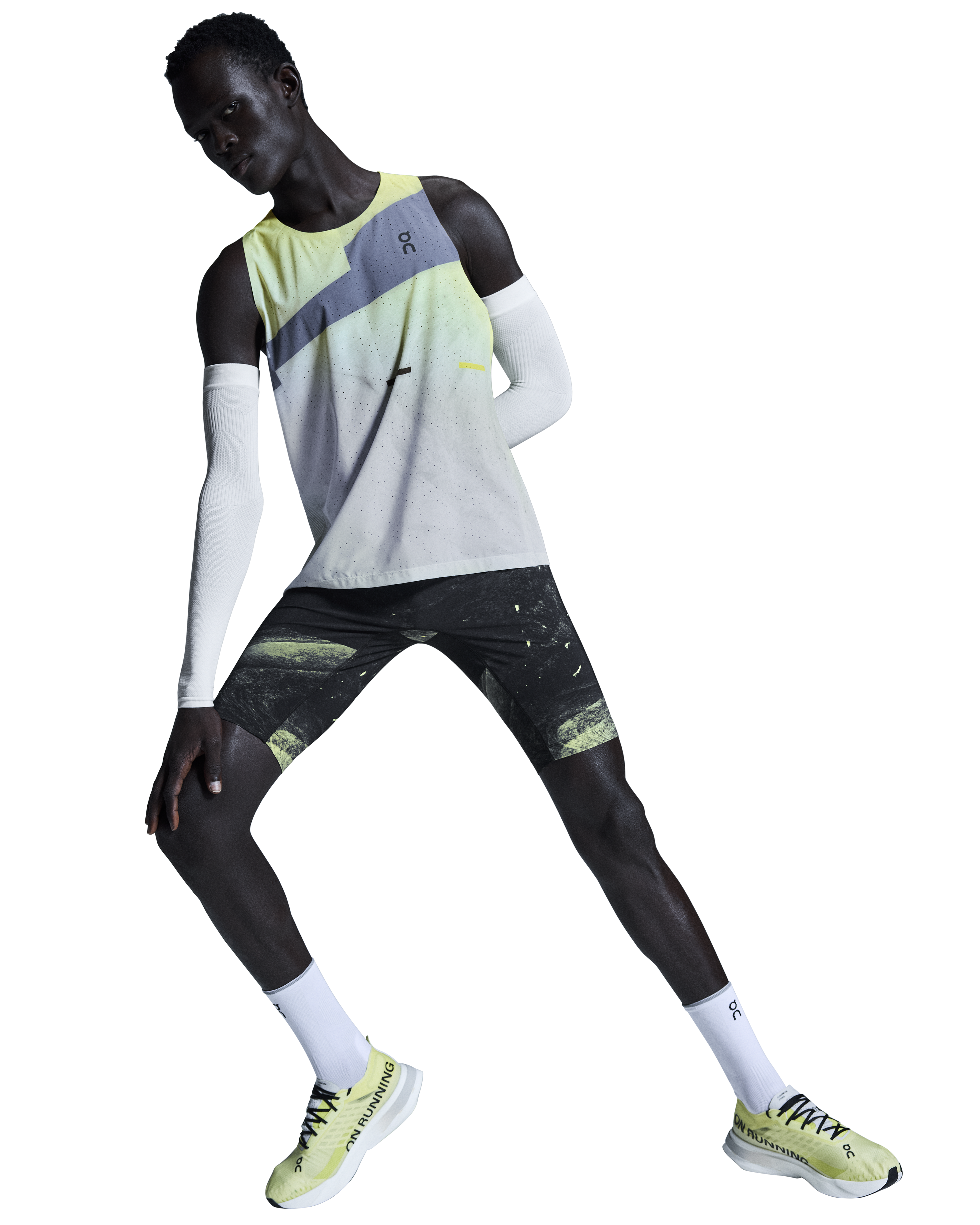 On Men's Race Tights Half Black / Limelight - Achilles Heel