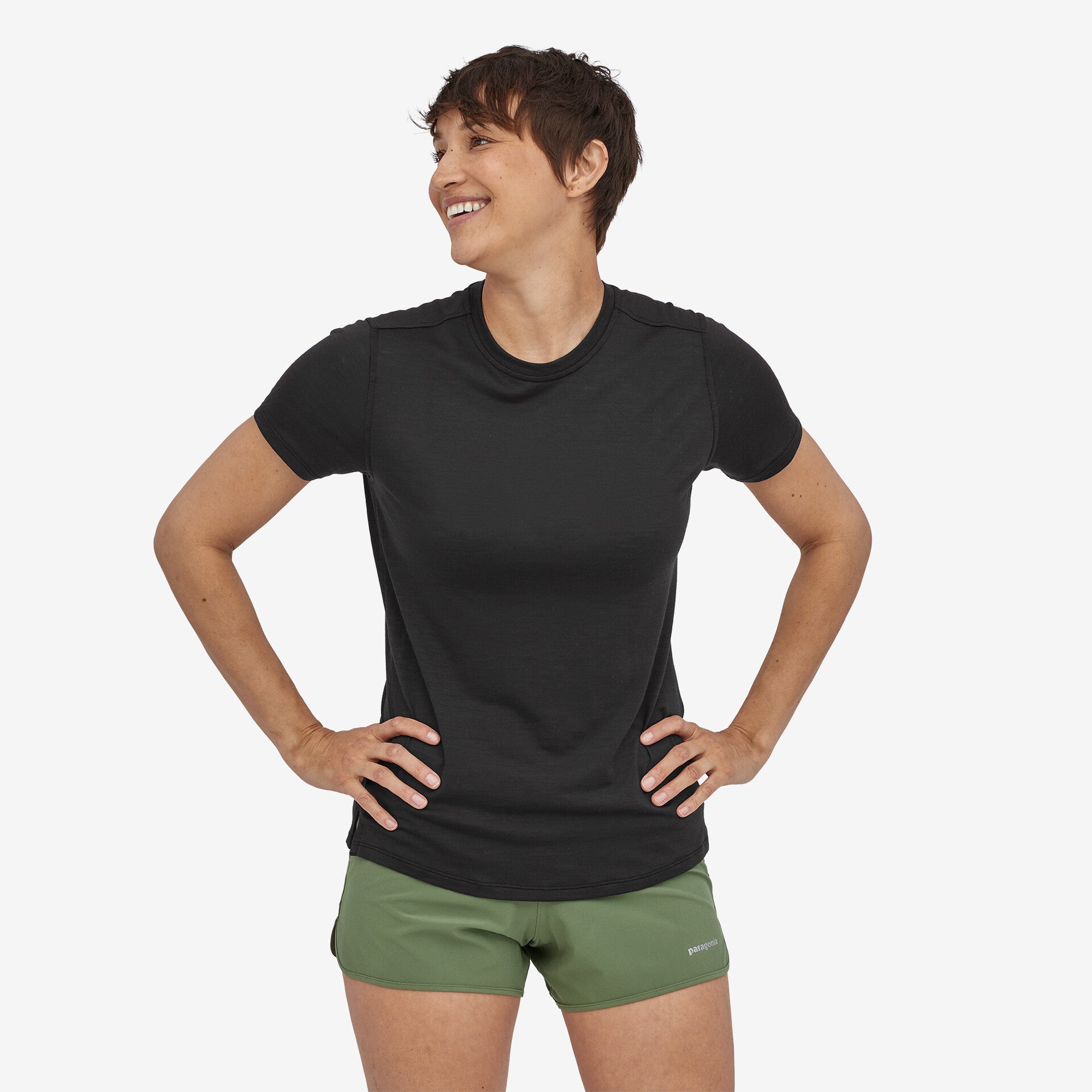 Women's Capilene Cool Merino Tee Black - Achilles Heel