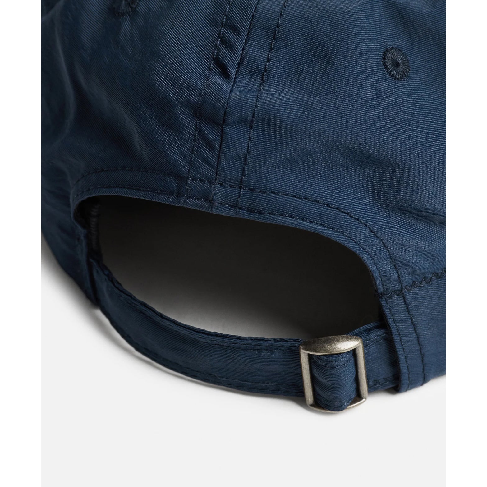 District Vision 5 Panel Nylon Hat in California Running Navy — back product shot showing strapback closure and california running navy DWR-treated nylon taslan construction