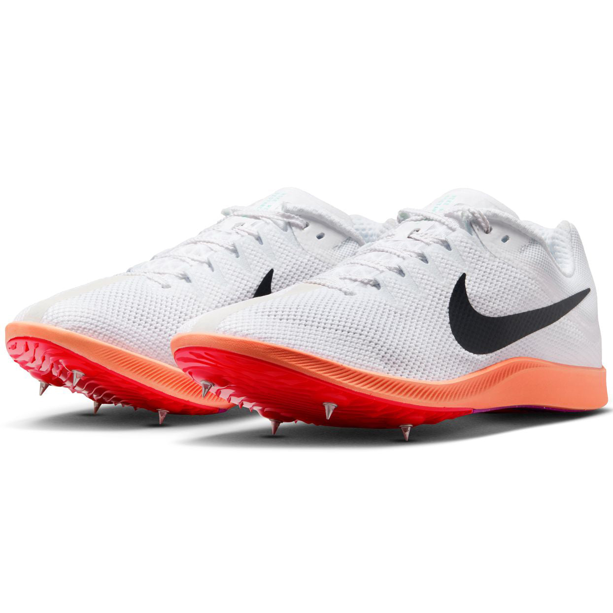 Zoom Rival Distance Running Spikes White / Bright Crimson / Hyper Turquoise / Obsidian - Achilles Heel