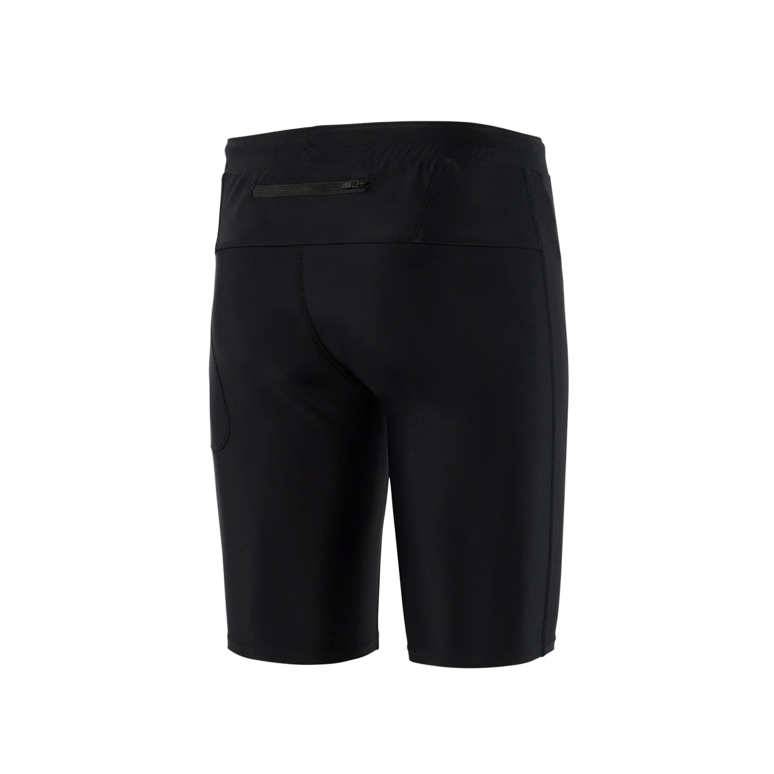 District Vision 9 Inch Recycled Half Tights Black back view showing secure rear zip pocket and Japanese woven drawcords with 190gsm recycled fabric construction