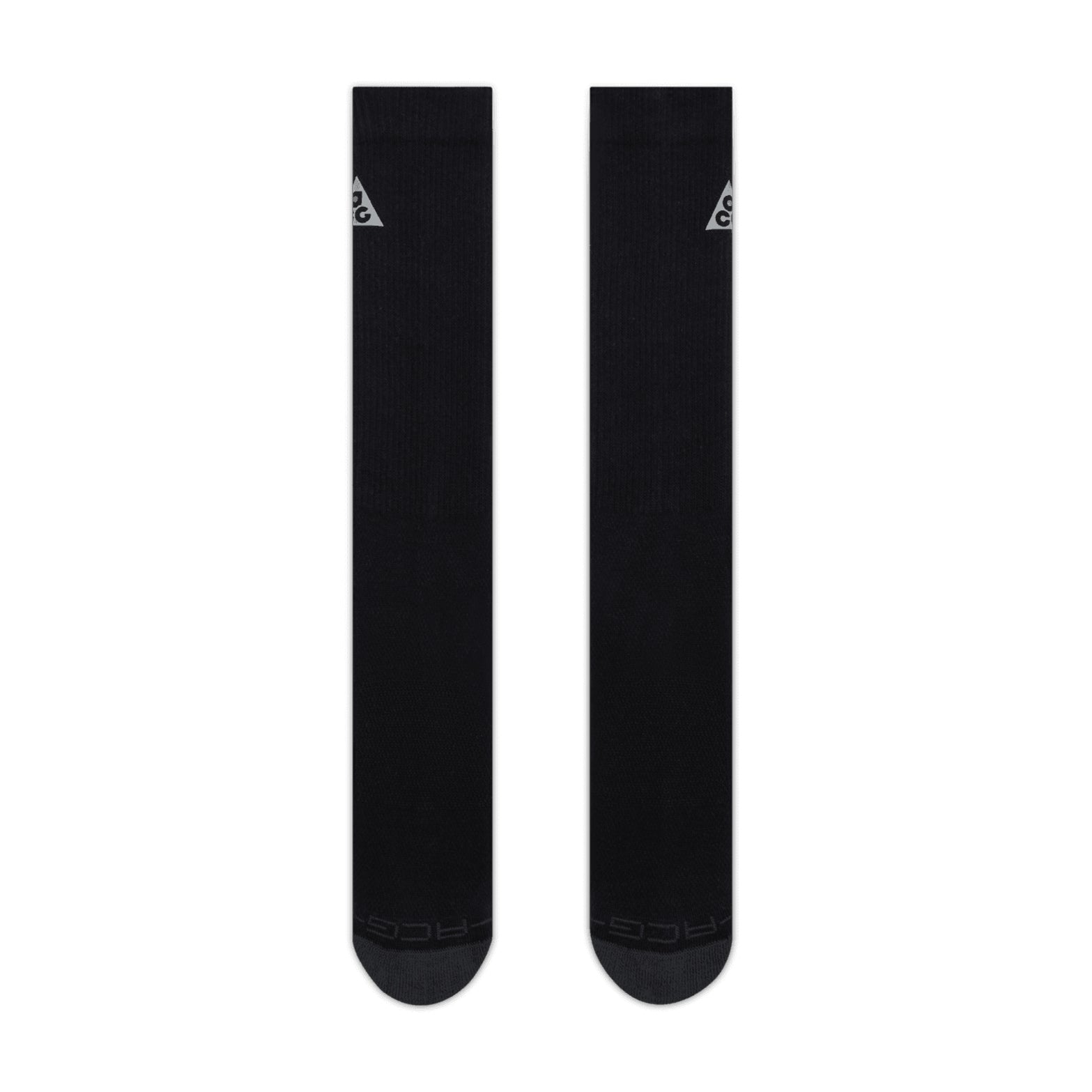 Nike ACG Everyday Elevated Crew Socks Black Dark Smoke Grey pair front view showing cushioned crew construction with sweat-wicking fabric