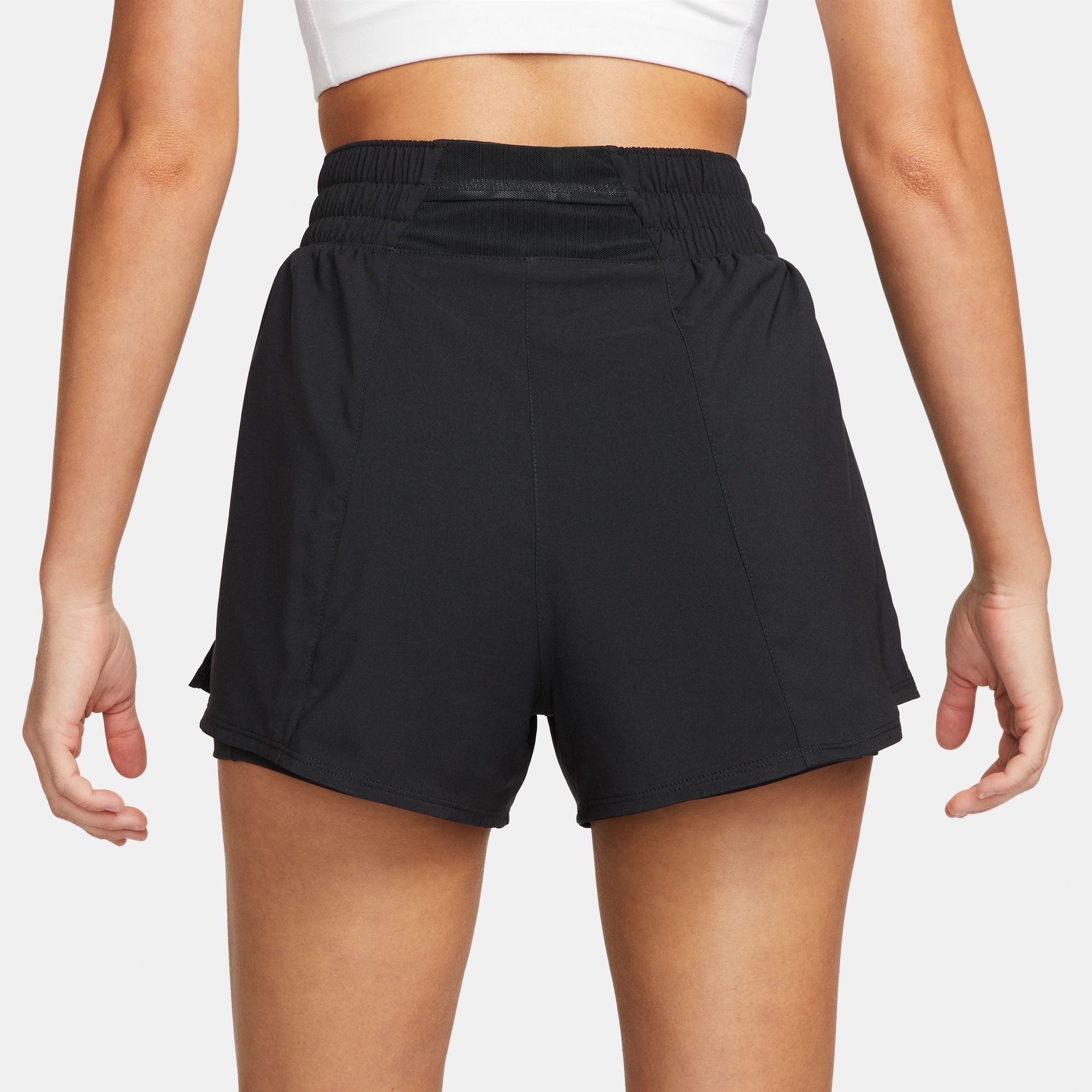 Nike Women's One Dri-FIT High Waisted 3 Inch 2 In 1 Shorts Black - Achilles Heel