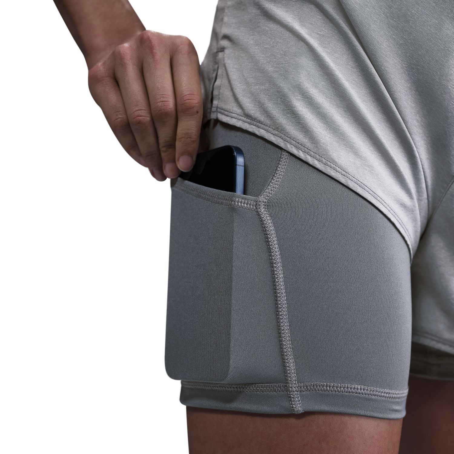 Women's Dri-FIT High-Waisted 3 Inch 2 in 1 Shorts Smoke Grey / Heather / Reflective Silver - Achilles Heel