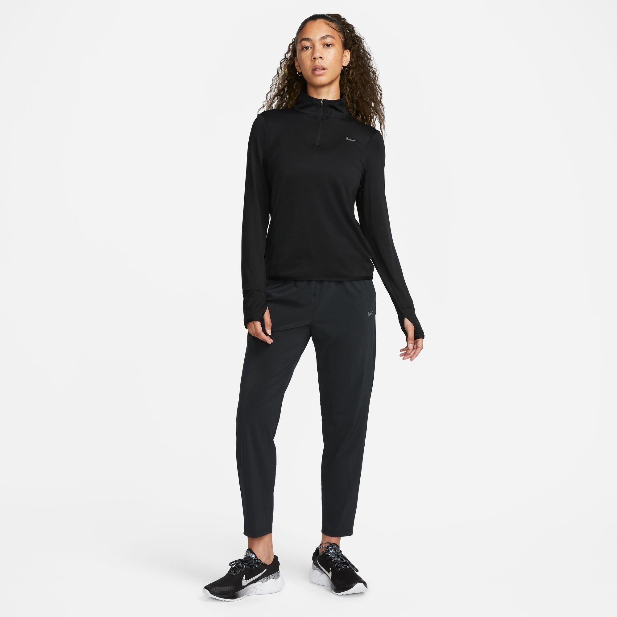 Nike Women's Dri-FIT Swift 1/4 Zip Running Top Black - Achilles Heel