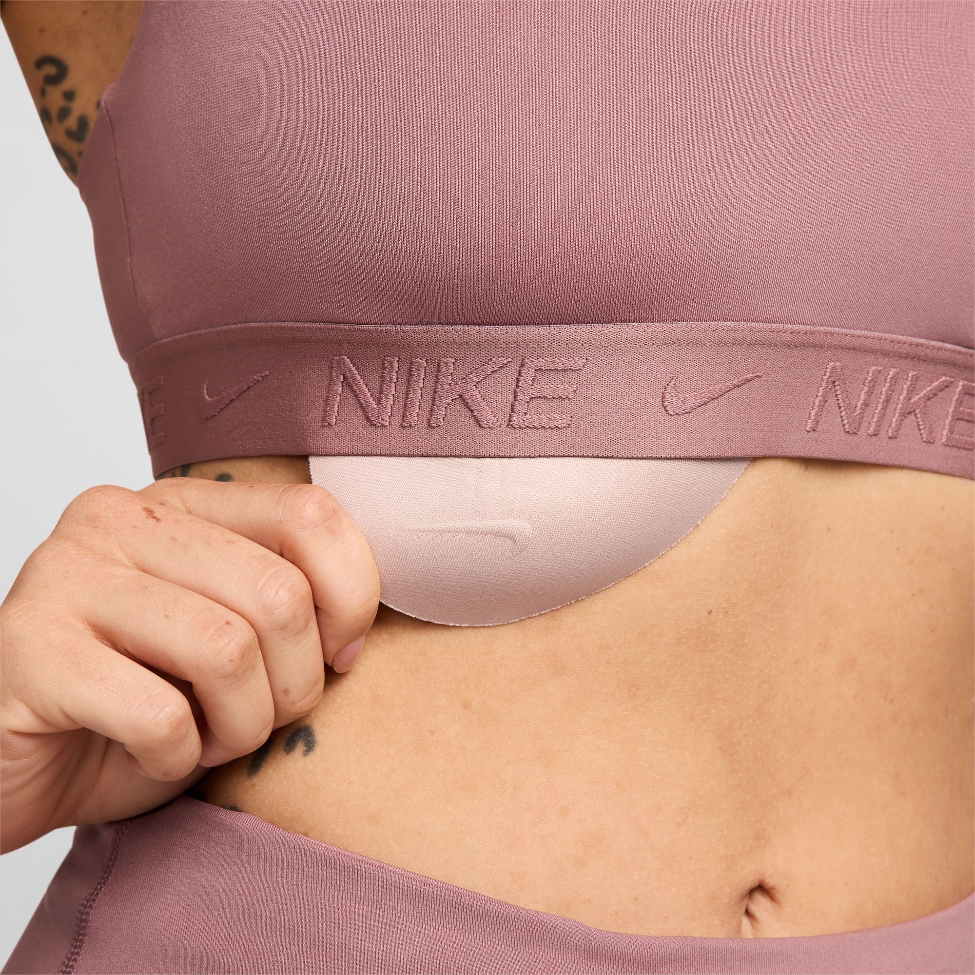 Nike Women's Indy Light-Support Sports Bra Smokey Mauve / Black - Achilles Heel