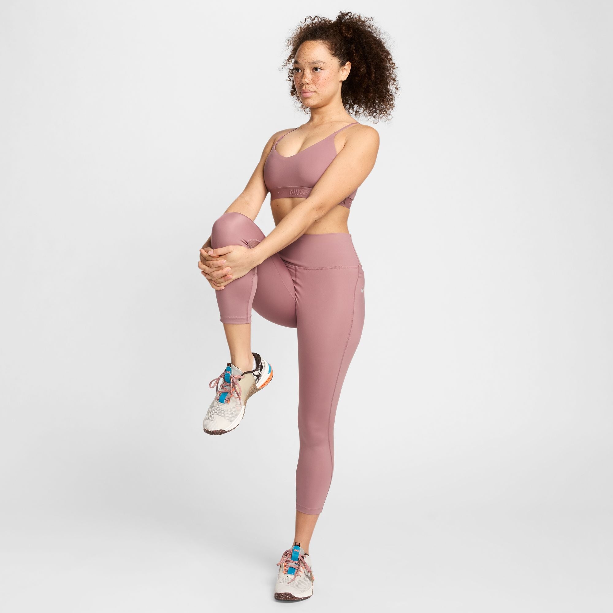 Nike Women's Indy Light-Support Sports Bra Smokey Mauve / Black - Achilles Heel