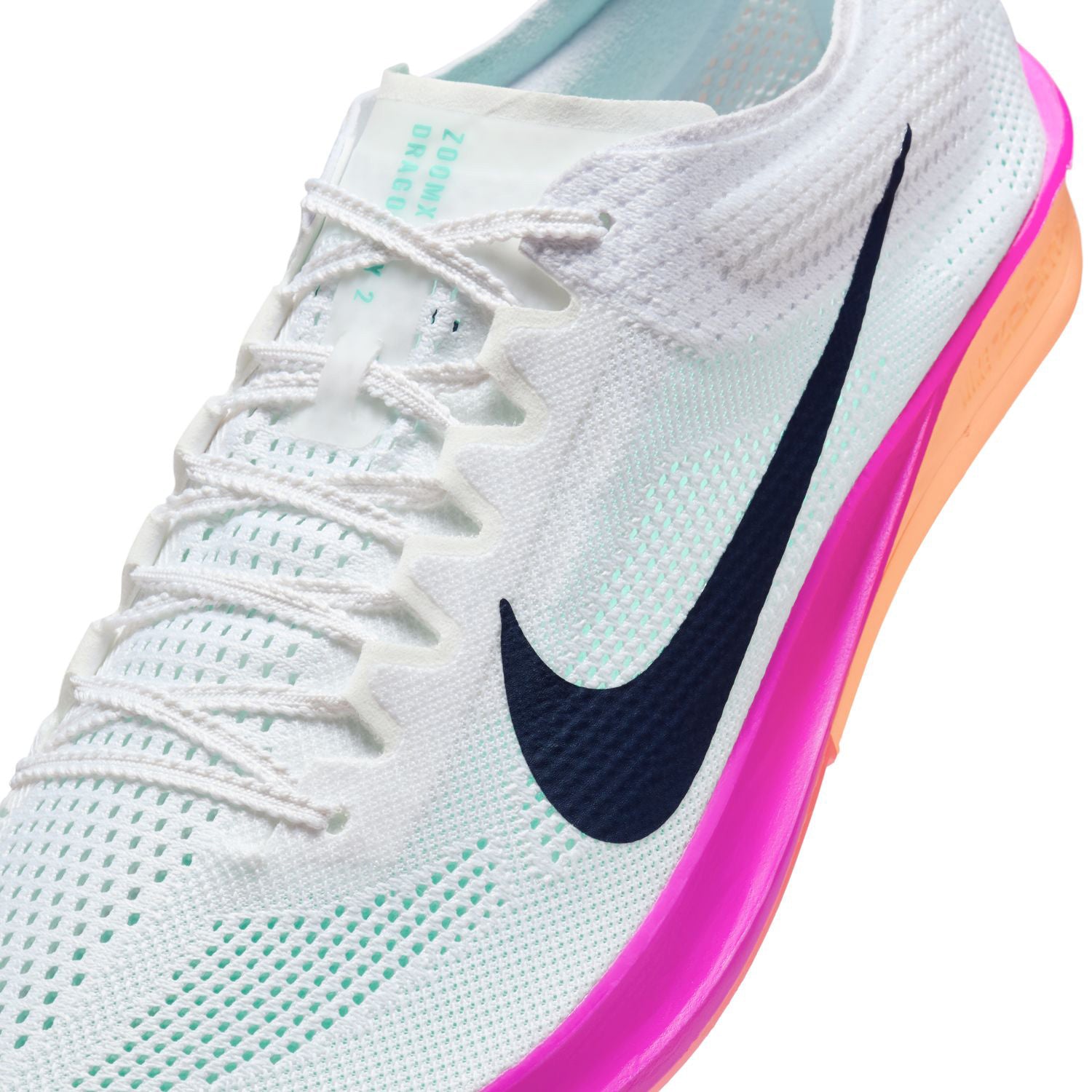 ZoomX Dragonfly 2 Running Spikes White / Hyper Turquoise / Fire Pink / Obsidian - Achilles Heel