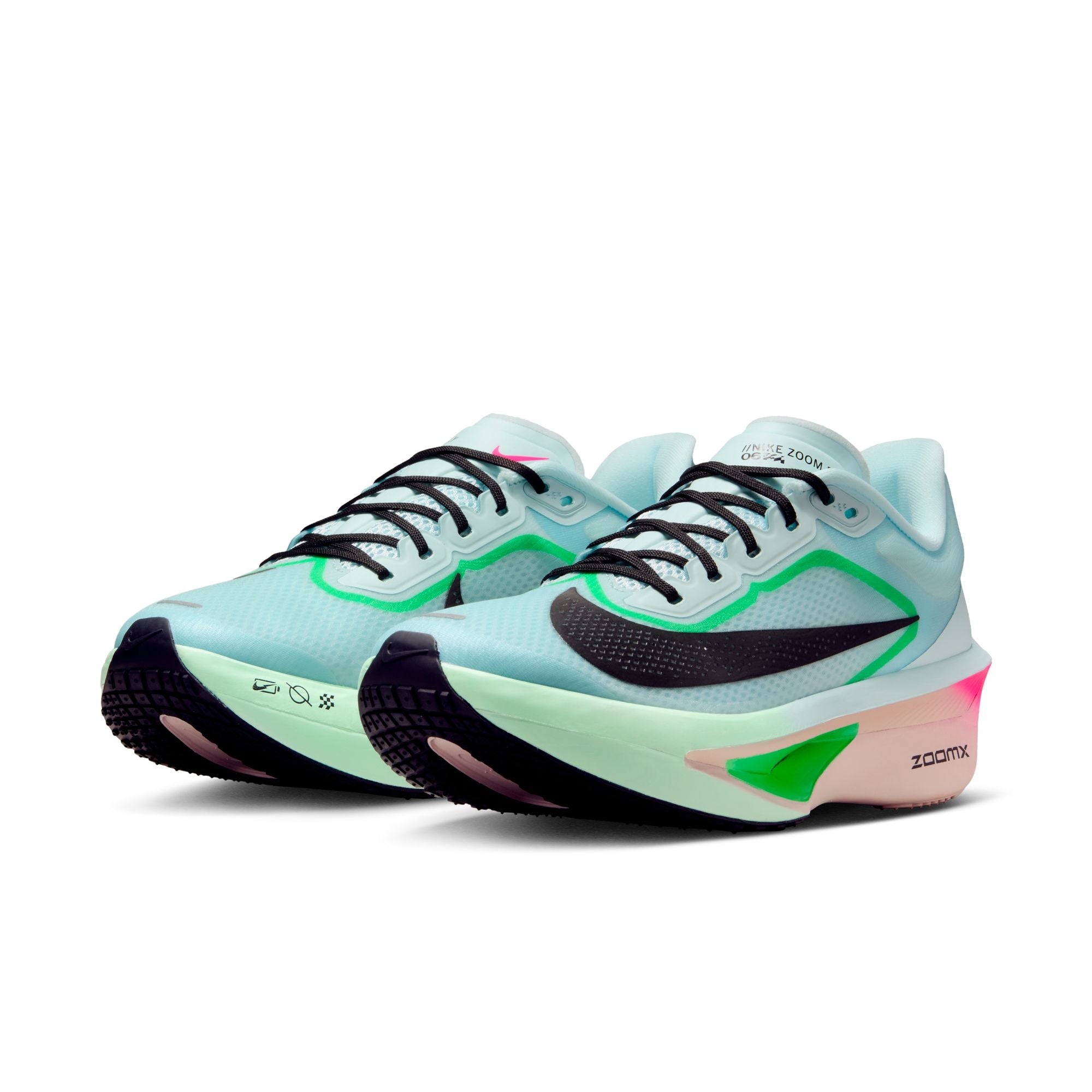Women's Zoom Fly 6 Running Shoes Glacier Ice / Hyper Pink / Green Shock / Black - Achilles Heel