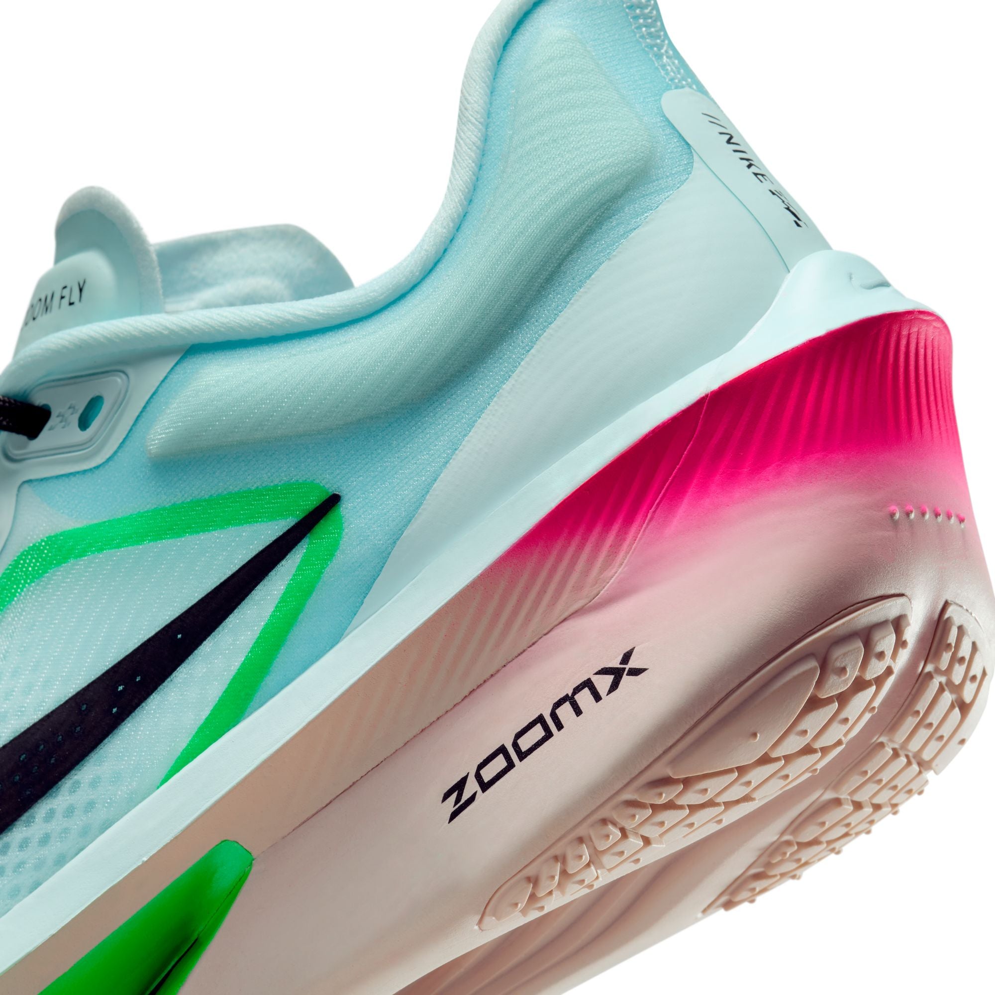Women's Zoom Fly 6 Running Shoes Glacier Ice / Hyper Pink / Green Shock / Black - Achilles Heel