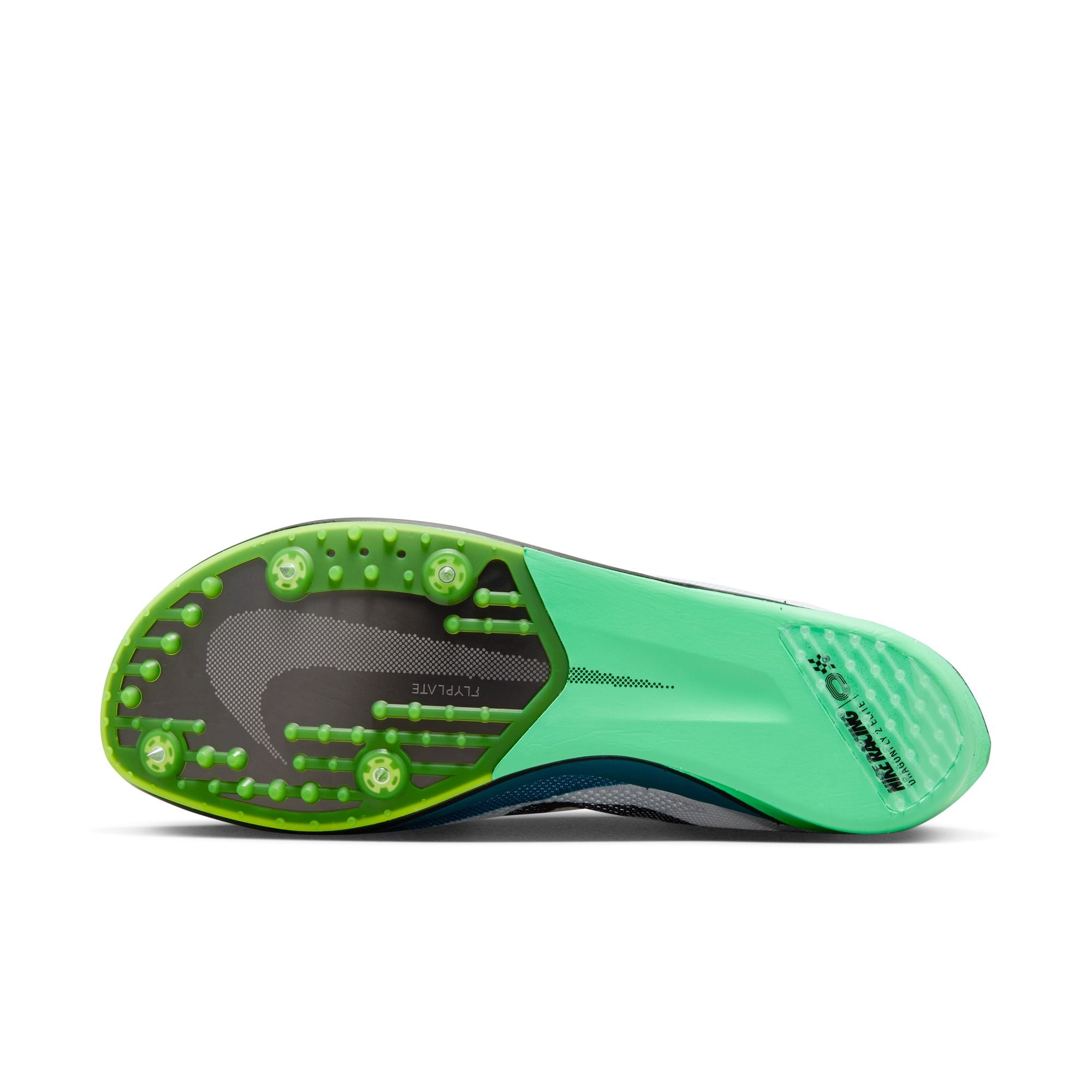Nike ZoomX Dragonfly 2 Elite Running Spikes White / Black / Bright Spruce / Vapor Green - Achilles Heel