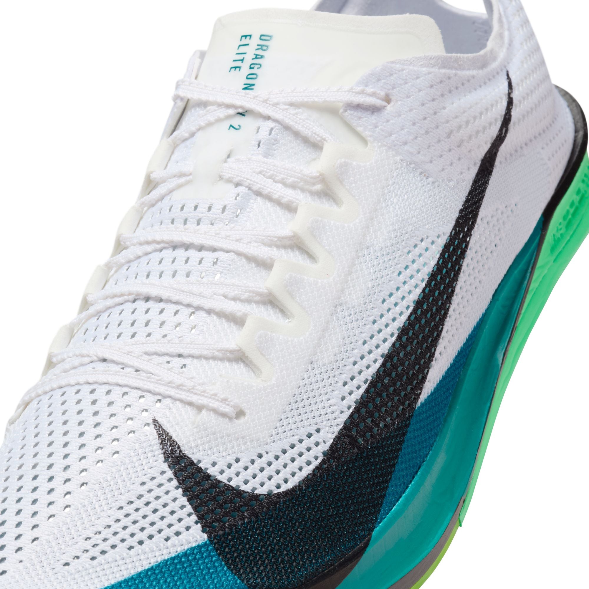 Nike ZoomX Dragonfly 2 Elite Running Spikes White / Black / Bright Spruce / Vapor Green - Achilles Heel