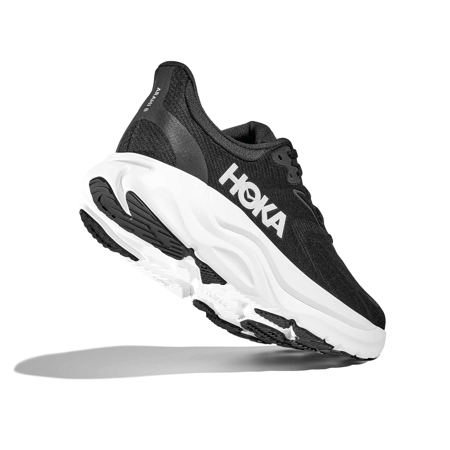 Women's Arahi 8 Wide Fit Running Shoes Black / White - Achilles Heel