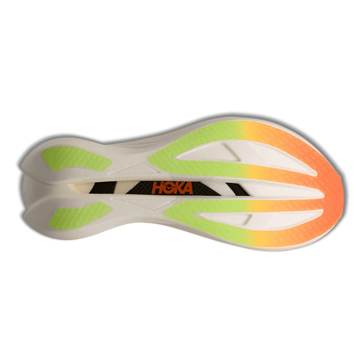 HOKA Cielo X1 3.0 Running Shoes Frost Black sole view displaying durable rubber outsole for reliable traction on tarmac during road racing and sprint finishes