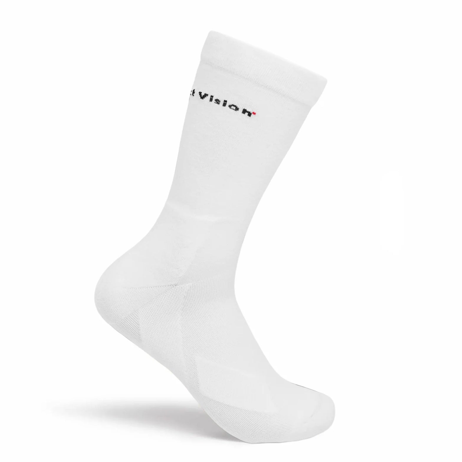 District Vision Cordura® Crew Socks in White — product shot showing crew length silhouette, Cordura® yarn construction and black colourway detail