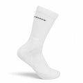 District Vision Cordura® Crew Socks in White — product shot showing crew length silhouette, Cordura® yarn construction and black colourway detail