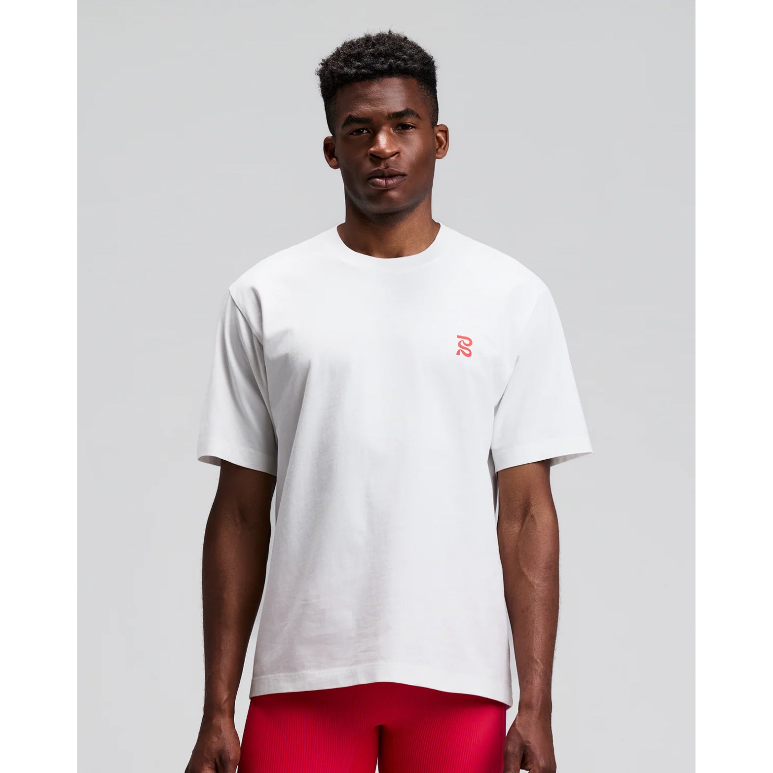 Bandit Cotton Tee Karel Crosshatch Current front view on model showing relaxed fit with Karel Crosshatch graphic design and 100% combed cotton construction for casual everyday wear