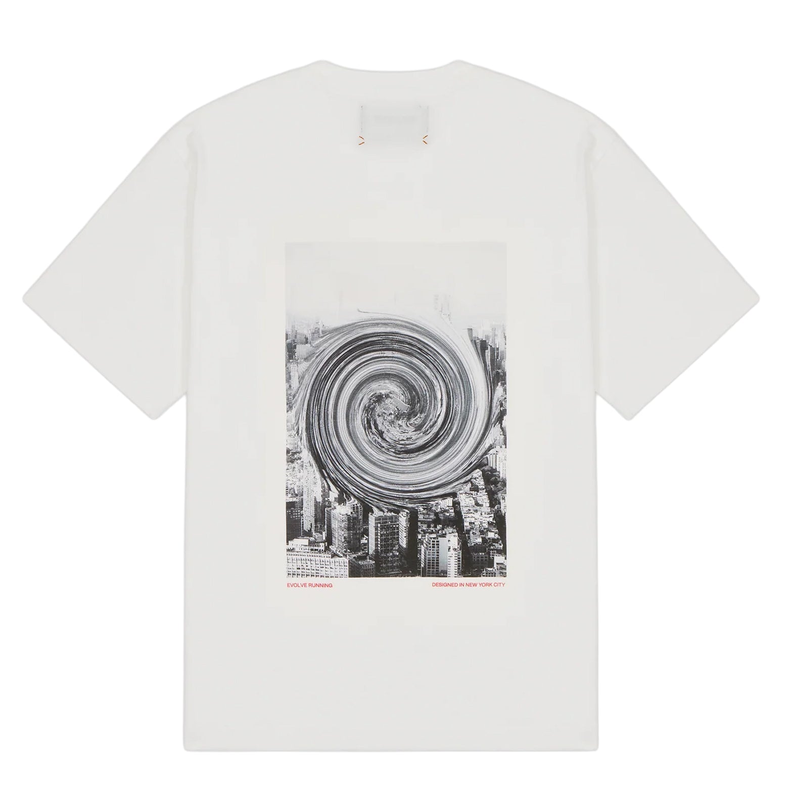 Bandit Cotton Tee Twisted City unisex in White — product shot showing relaxed fit silhouette, Twisted City graphic print and 100% combed cotton construction