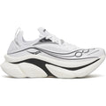 Saucony Endorphin Elite 3 Running Shoes White Black outer side view showing 40mm dual-layer IncrediRUN foam with slotted carbon fibre plate for race day performance