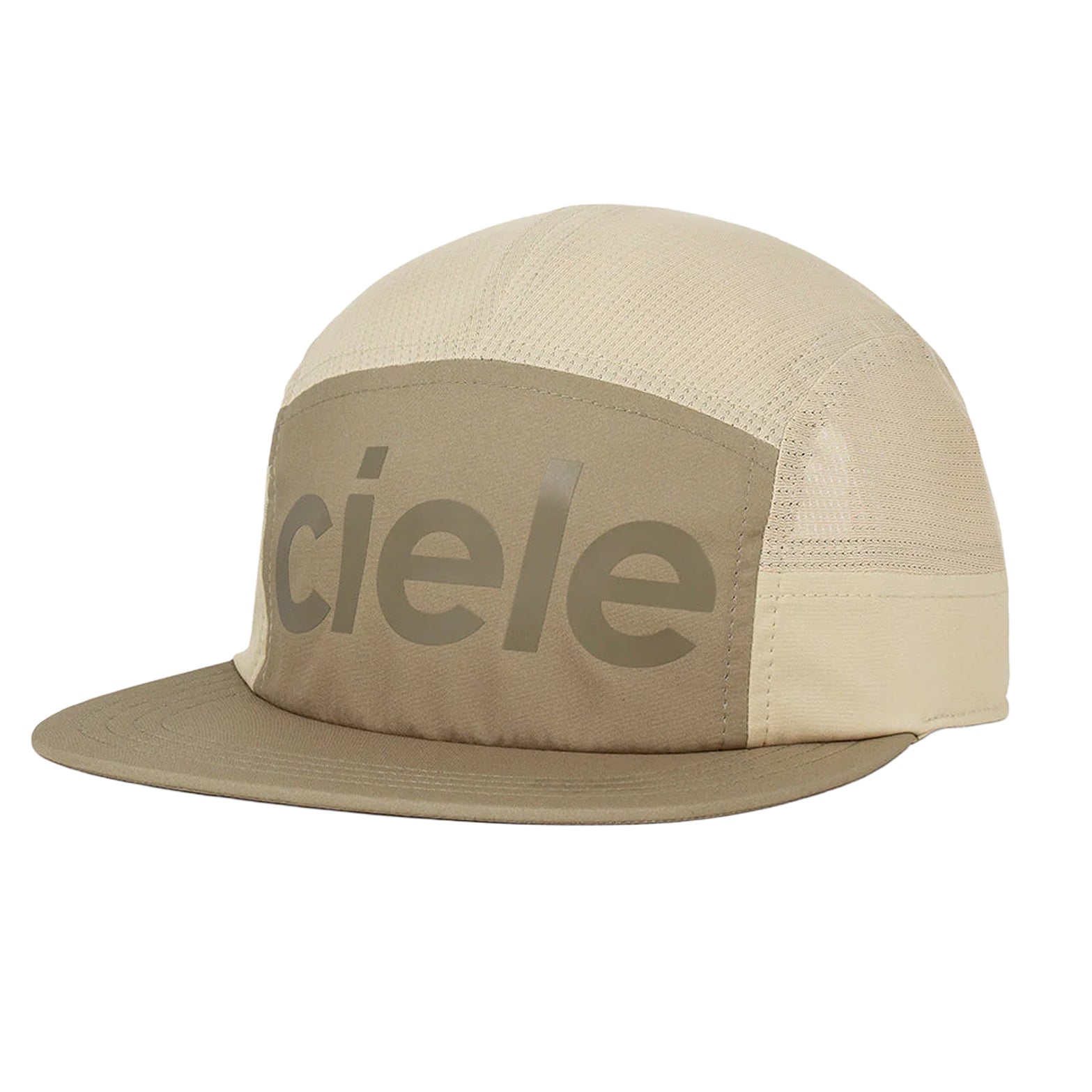 Ciele GOCap Comp Century Canvas Safari front view showing FLEXweave woven fabric with UPF 50+ protection and COOLmatic PLUS MIKRAmesh for performance running