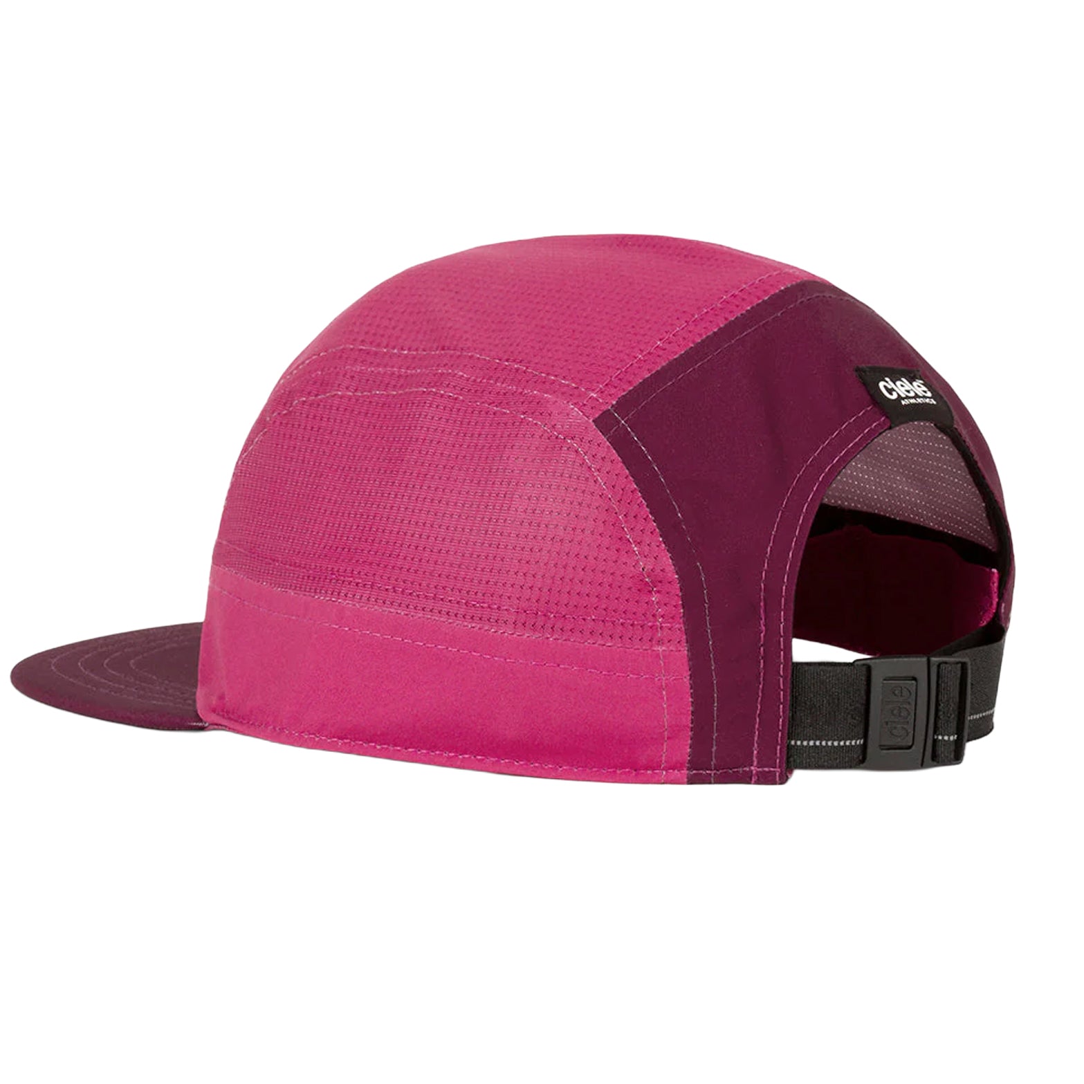 Ciele GOCap Comp Century Mulberry Bocasana back view showing adjustable closure with reflective elements and COOLmatic PLUS MIKRAmesh for accelerated cooling