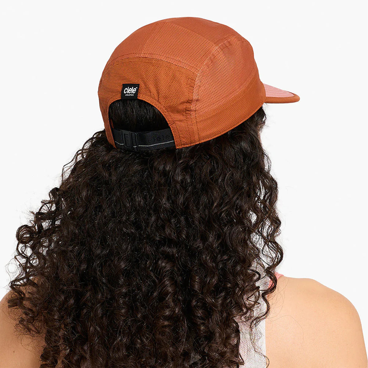 Ciele GOCap EQ Nouveau GingerBread back view on runner showing reflective detailing and technical construction