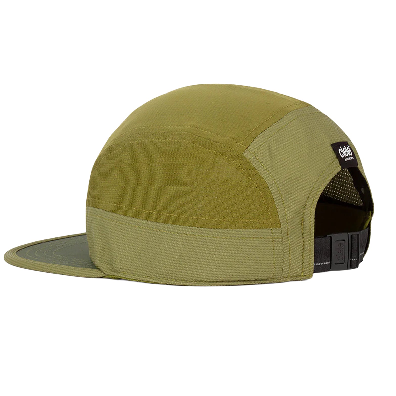 Ciele GOCap EQ Nouveau Terrain back side angle view showing COOLmatic PLUS MIKRAmesh top panels and TUFFtek canvas construction