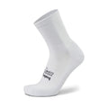 Balega Hidden Comfort Mini Crew Running Socks in White — product shot showing white plush cushioned mini crew sock construction with deep heel pocket, seamless design and Drynamix™ moisture-wicking yarn