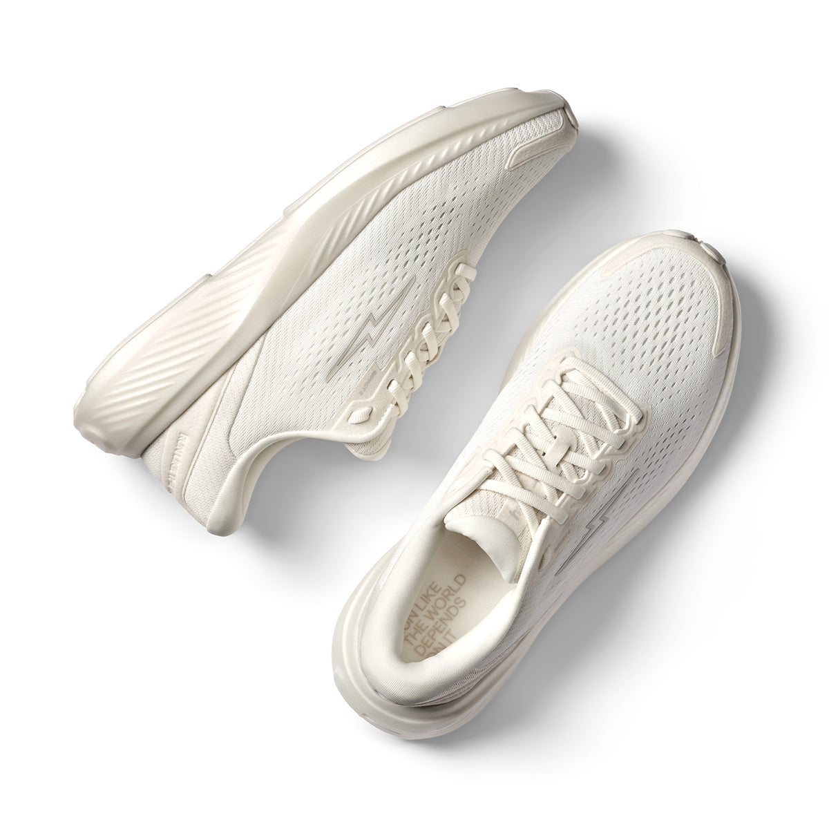 Hylo Impact 2 Running Shoes Undyed Pebble showing top view of lightweight CleanTech 50 bio-based upper alongside side view displaying HyperBolt+ supercritical foam midsole with TreadLight natural rubber outsole for lightweight energetic sustainable road running