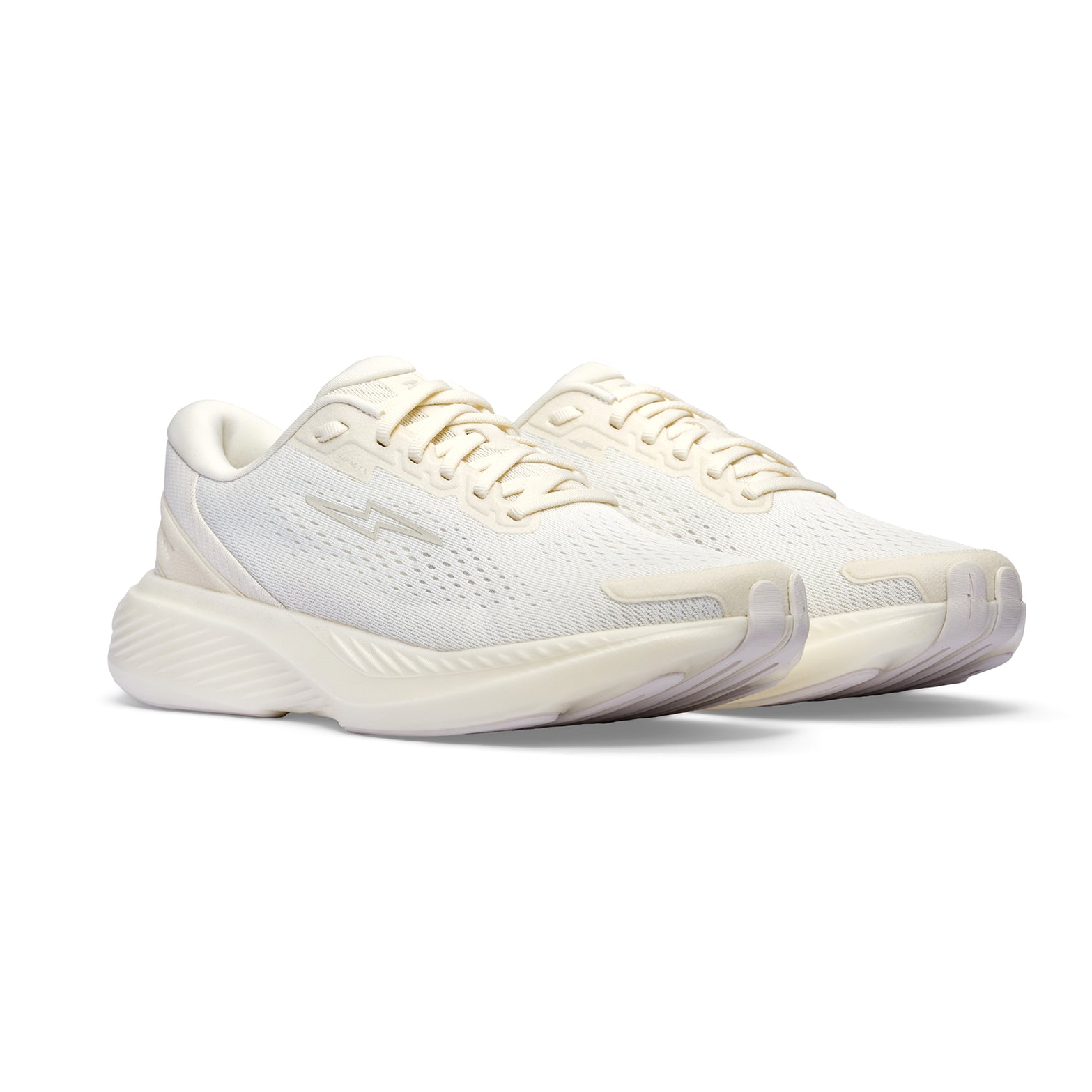 Hylo Impact 2 Running Shoes Undyed Pebble angled side view of pair showing HyperBolt+ bio-based foam midsole with TreadLight natural rubber outsole and 50% bio-based recycled construction for lightweight versatile road running