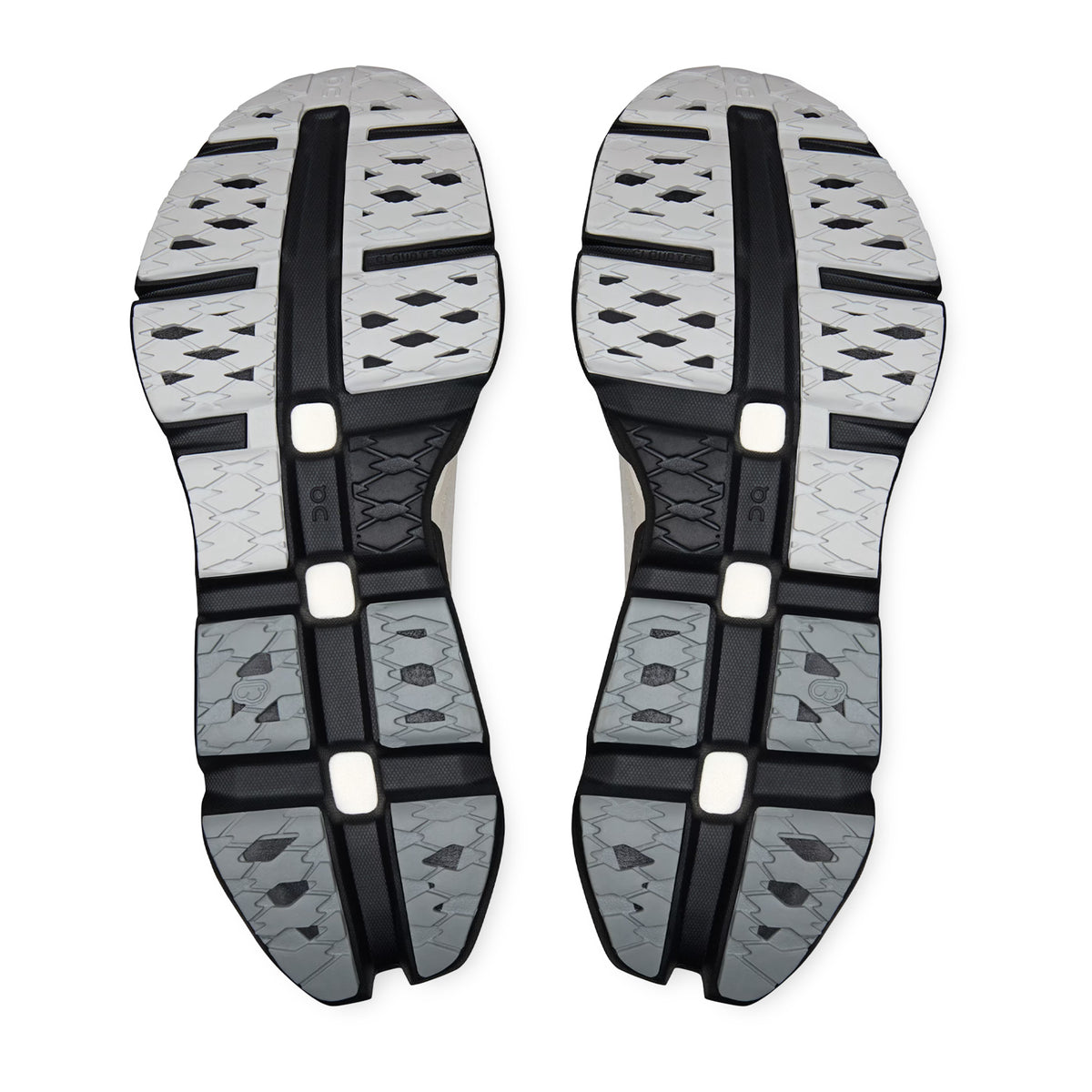 On Cloudmonster 3 Hyper LS women's running shoe in Black / Apollo — outsole view showing no plate design and apollo CloudTec® dual-layer Helion™ HF hyper foam Helion™ foam midsole stack with enhanced rocker profile