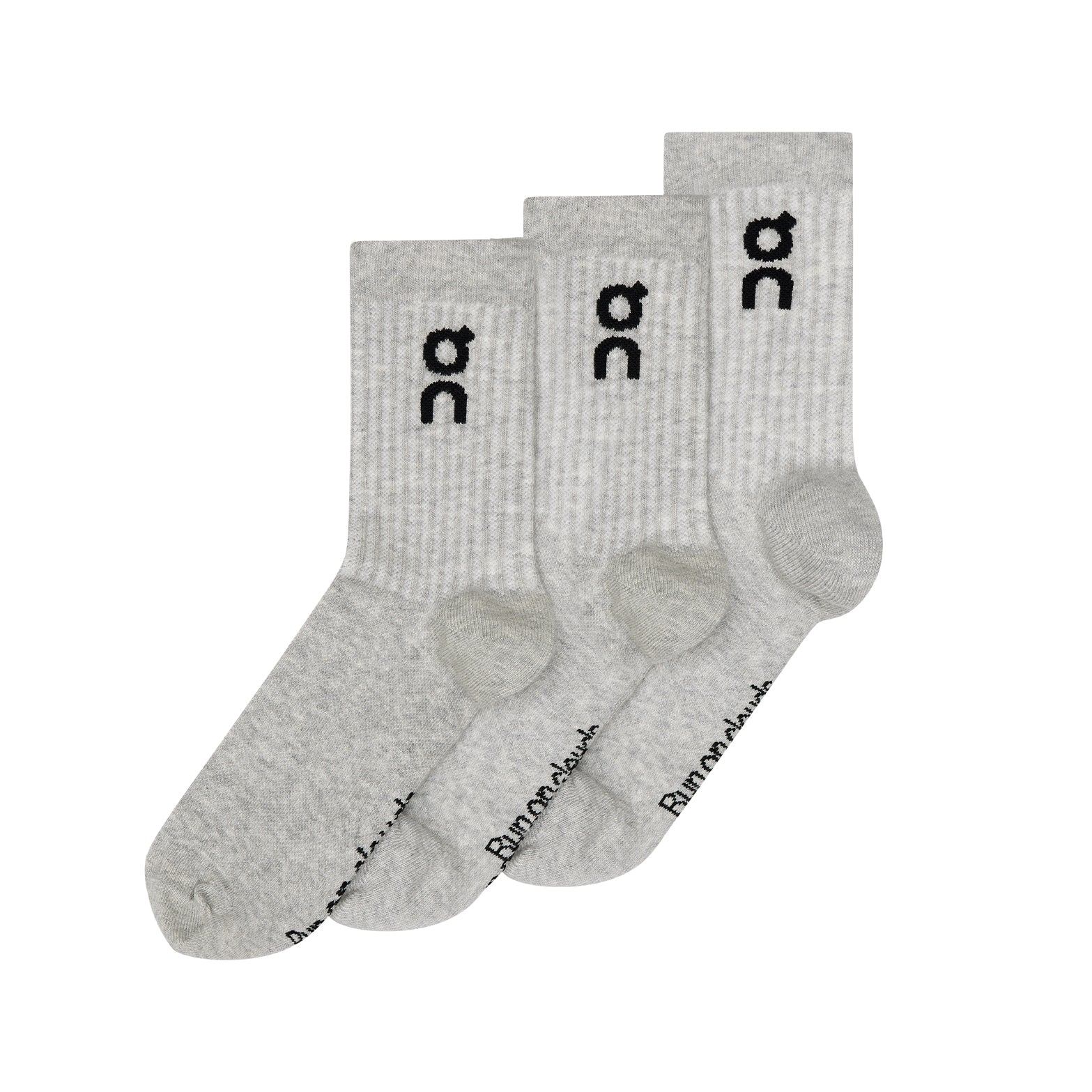 On Logo Socks High 3 Pack Heather Gray running socks with arch support and ventilation