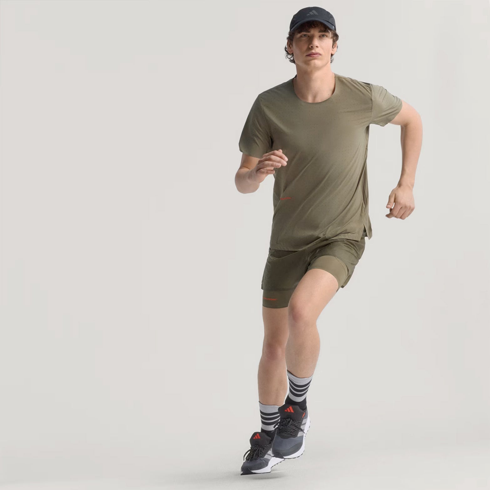 Men's Adi365 H.Koumori Running 2 in 1 Shorts Olive Strata - Achilles Heel