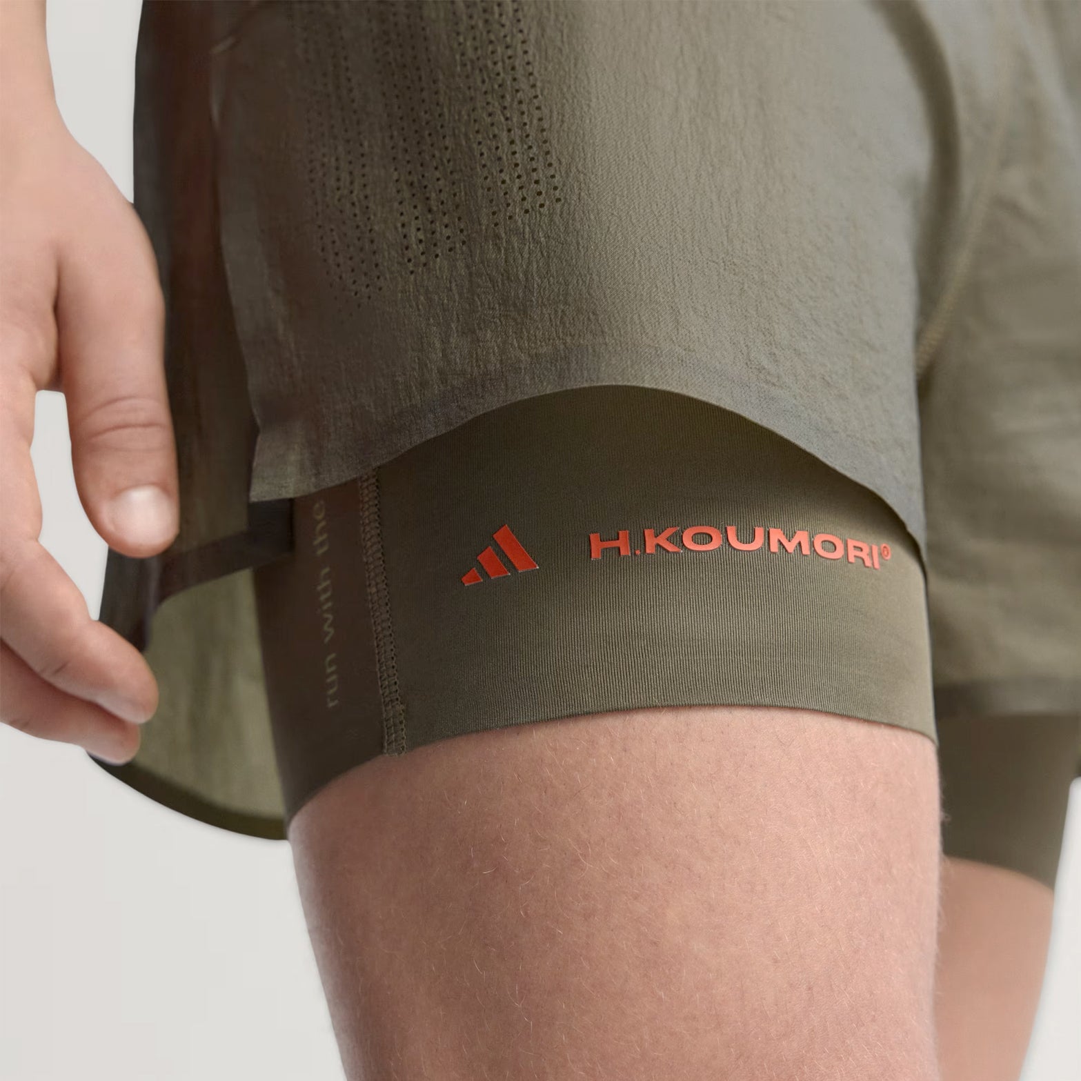Men's Adi365 H.Koumori Running 2 in 1 Shorts Olive Strata - Achilles Heel