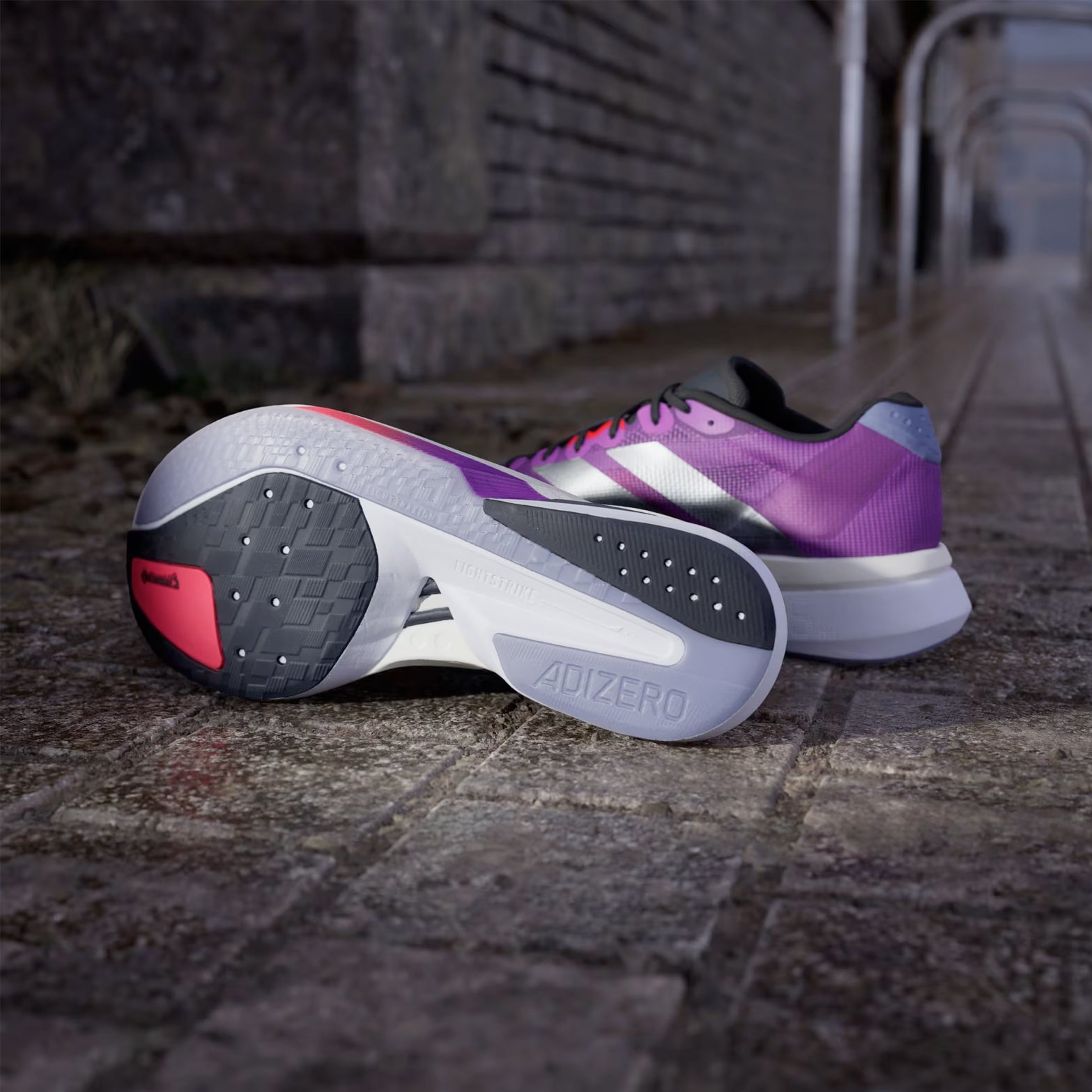 Men's Adizero Boston 13 Running Shoes Purple Burst / Silver Metalic / Lucid Red - Achilles Heel