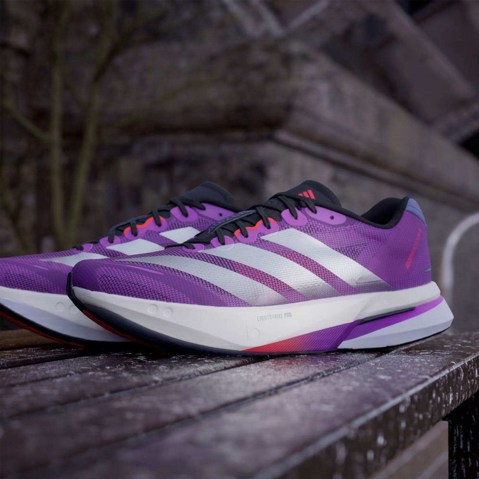Men's Adizero Boston 13 Running Shoes Purple Burst / Silver Metalic / Lucid Red - Achilles Heel