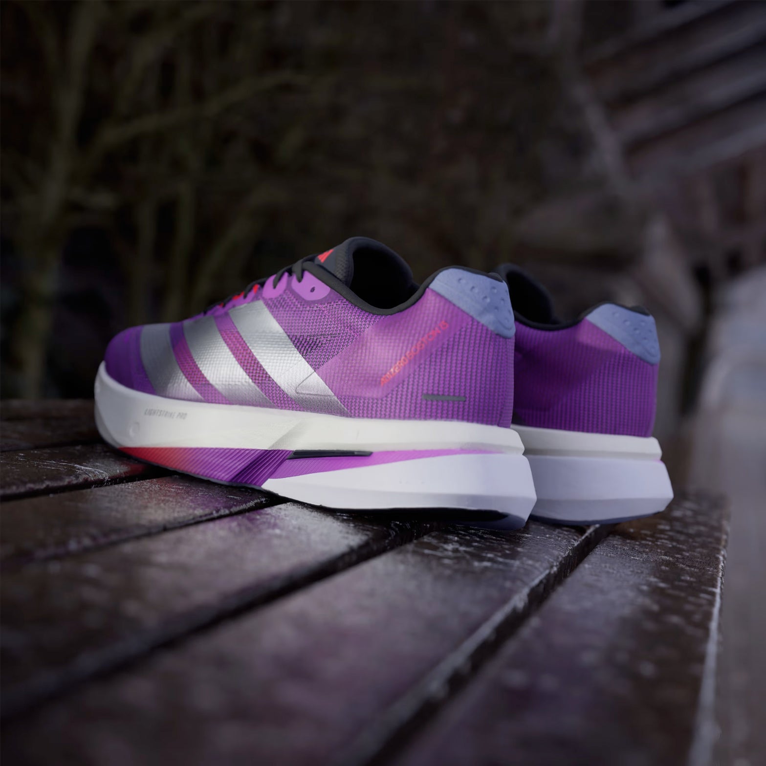 Men's Adizero Boston 13 Running Shoes Purple Burst / Silver Metalic / Lucid Red - Achilles Heel