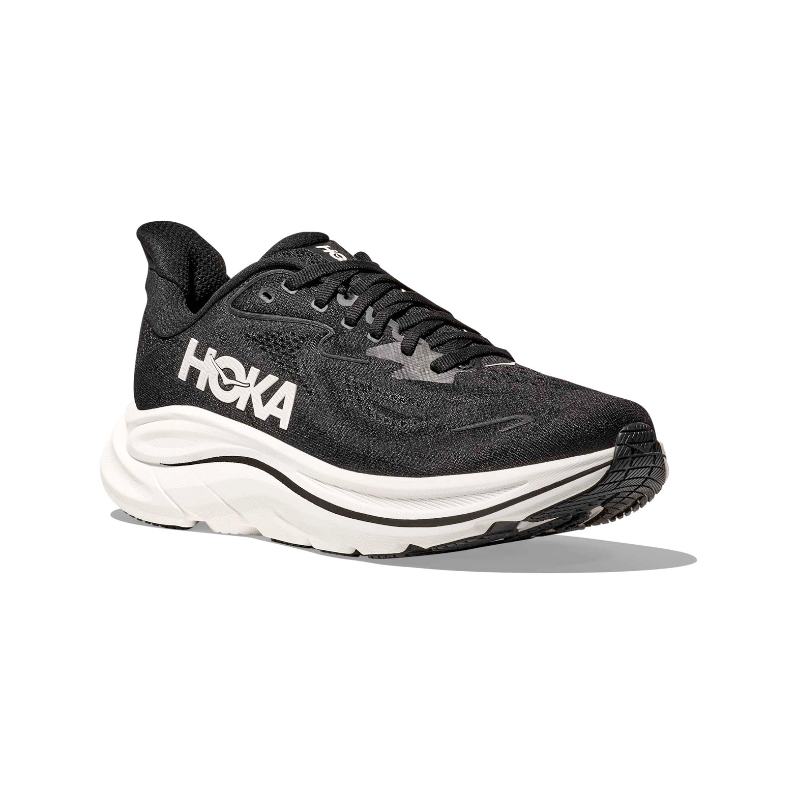 Men's Clifton 10 Wide Fit Running Shoes Black / White - Achilles Heel