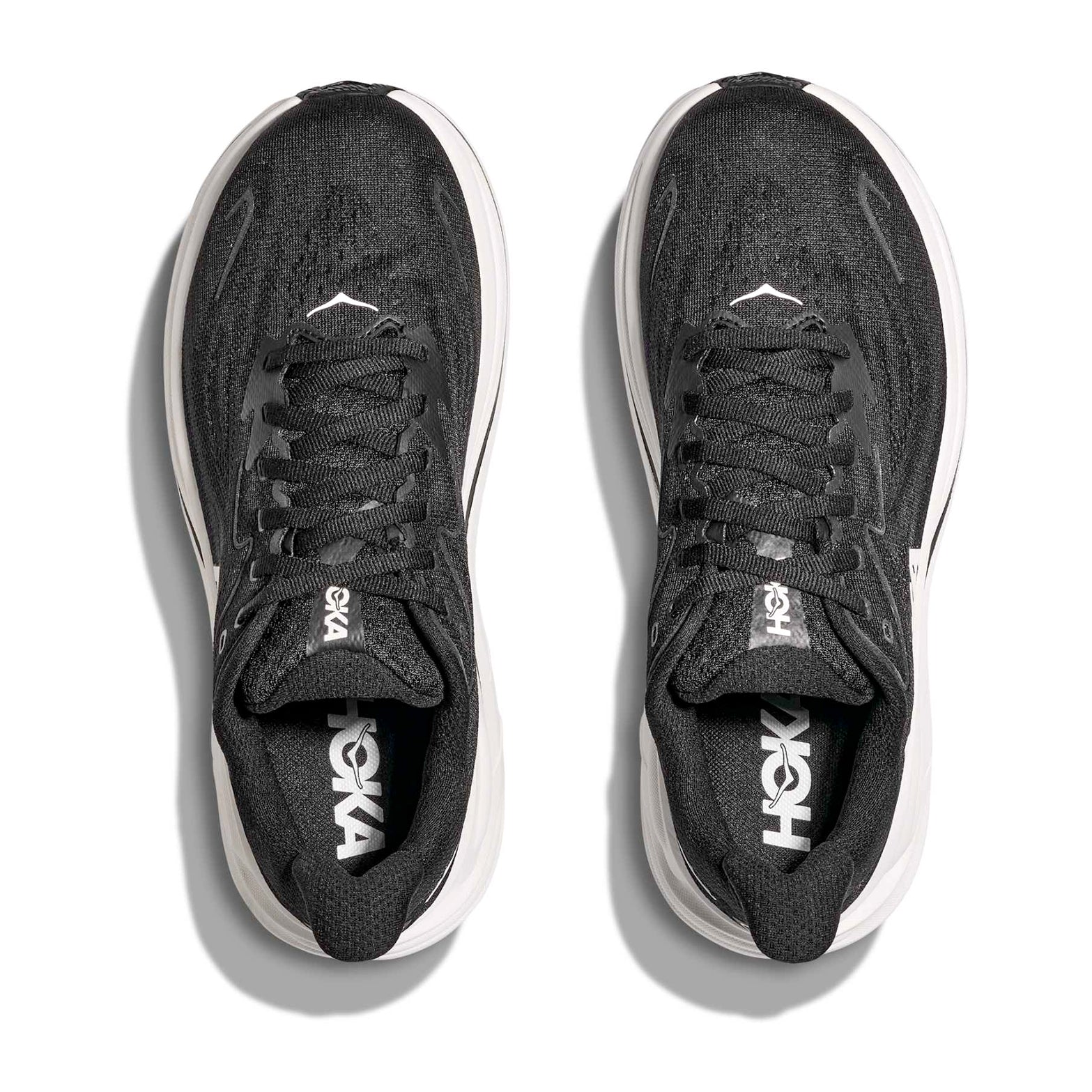 Men's Clifton 10 Wide Fit Running Shoes Black / White - Achilles Heel