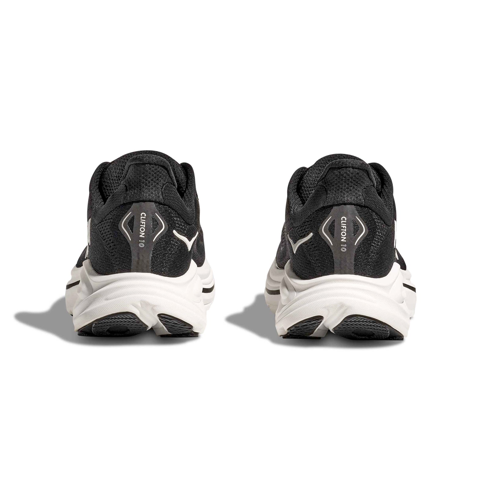 Men's Clifton 10 Wide Fit Running Shoes Black / White - Achilles Heel