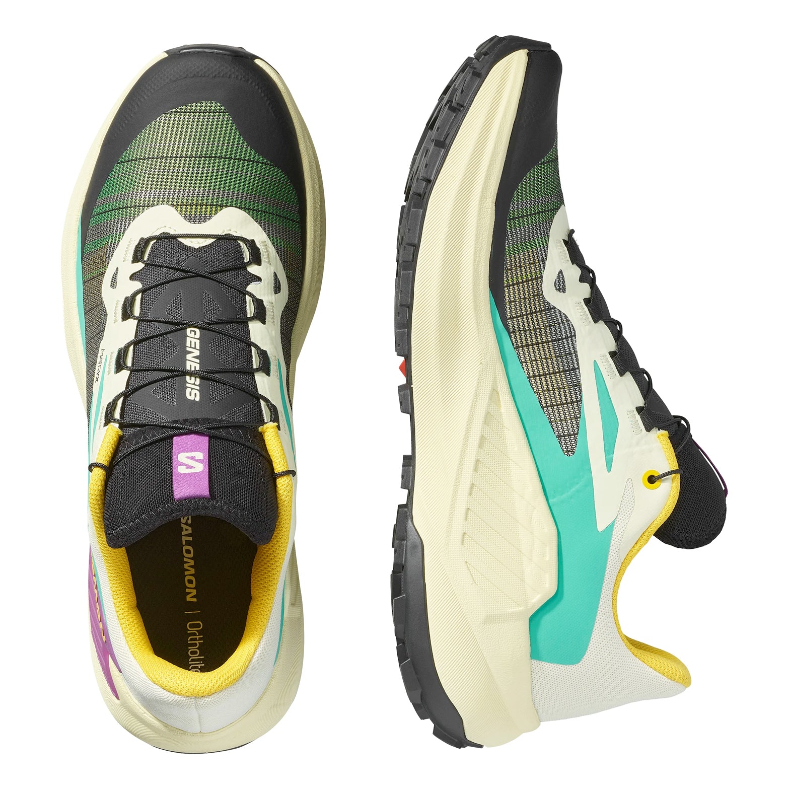Men's Genesis Trail Running Shoes Transparent Yellow / Black / Willowherb - Achilles Heel