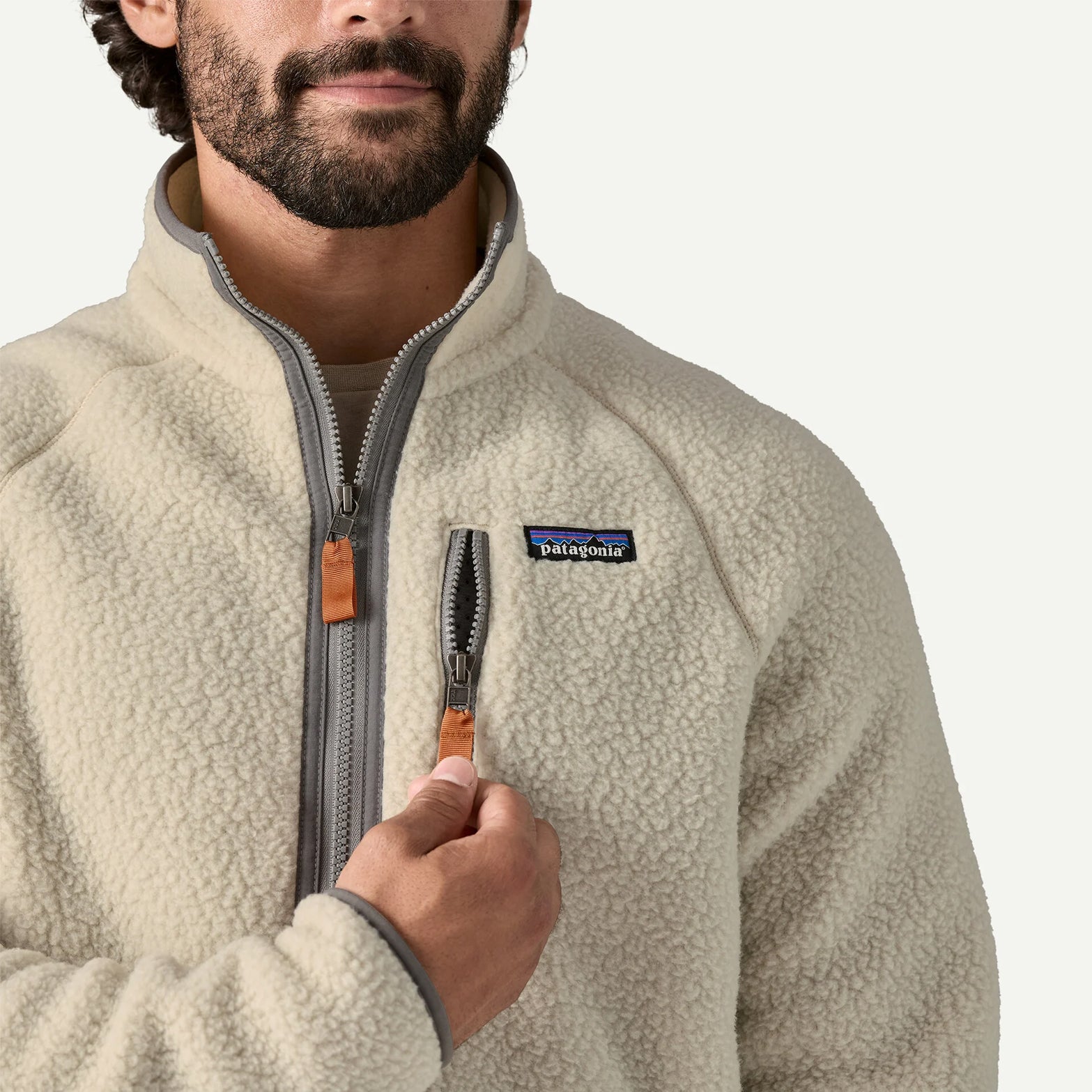 Men's Retro Pile Fleece Jacket Pelican / Smolder Blue