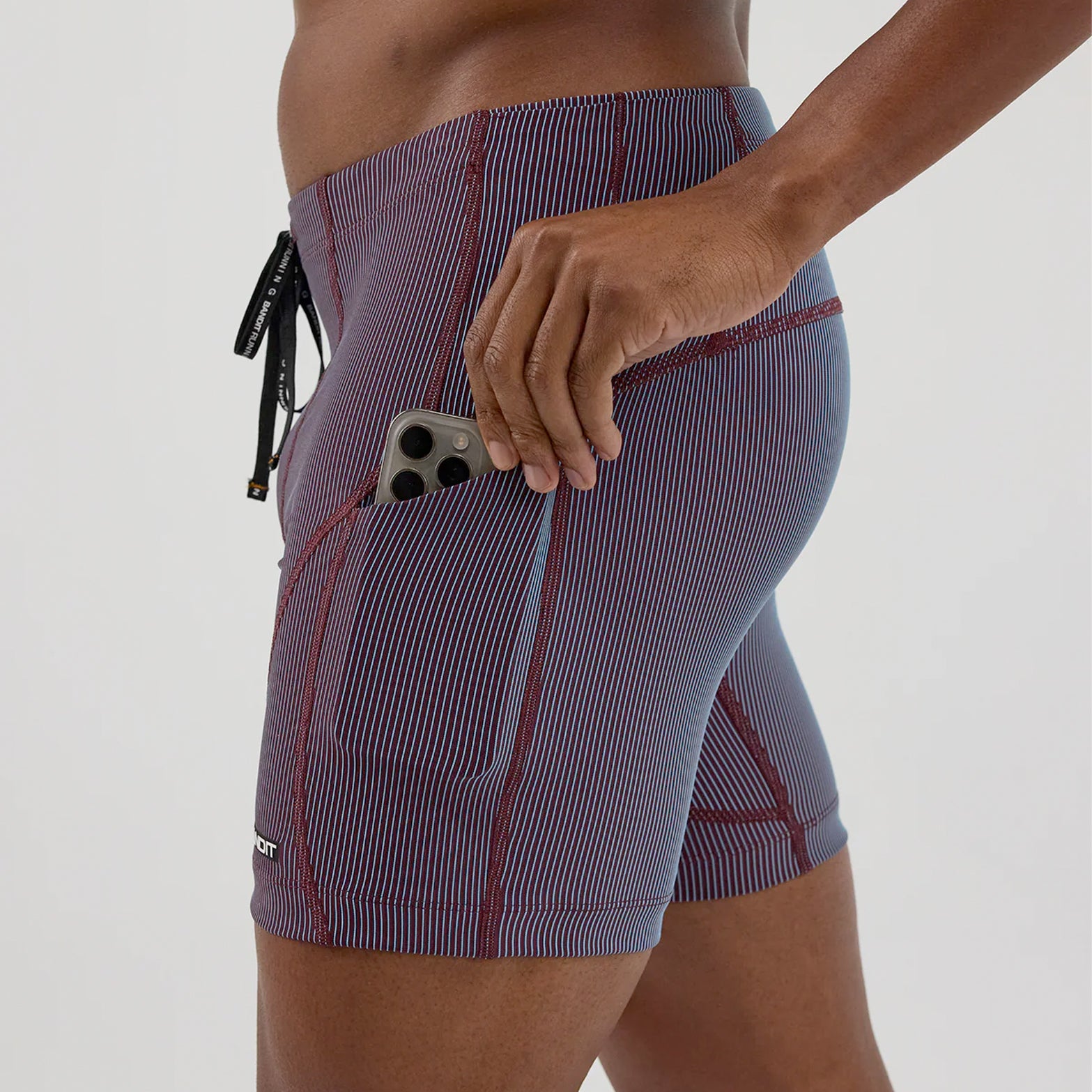 Men's Striped Cadence 7 Pocket Quarter Tights Fig / Vintage Blue - Achilles Heel
