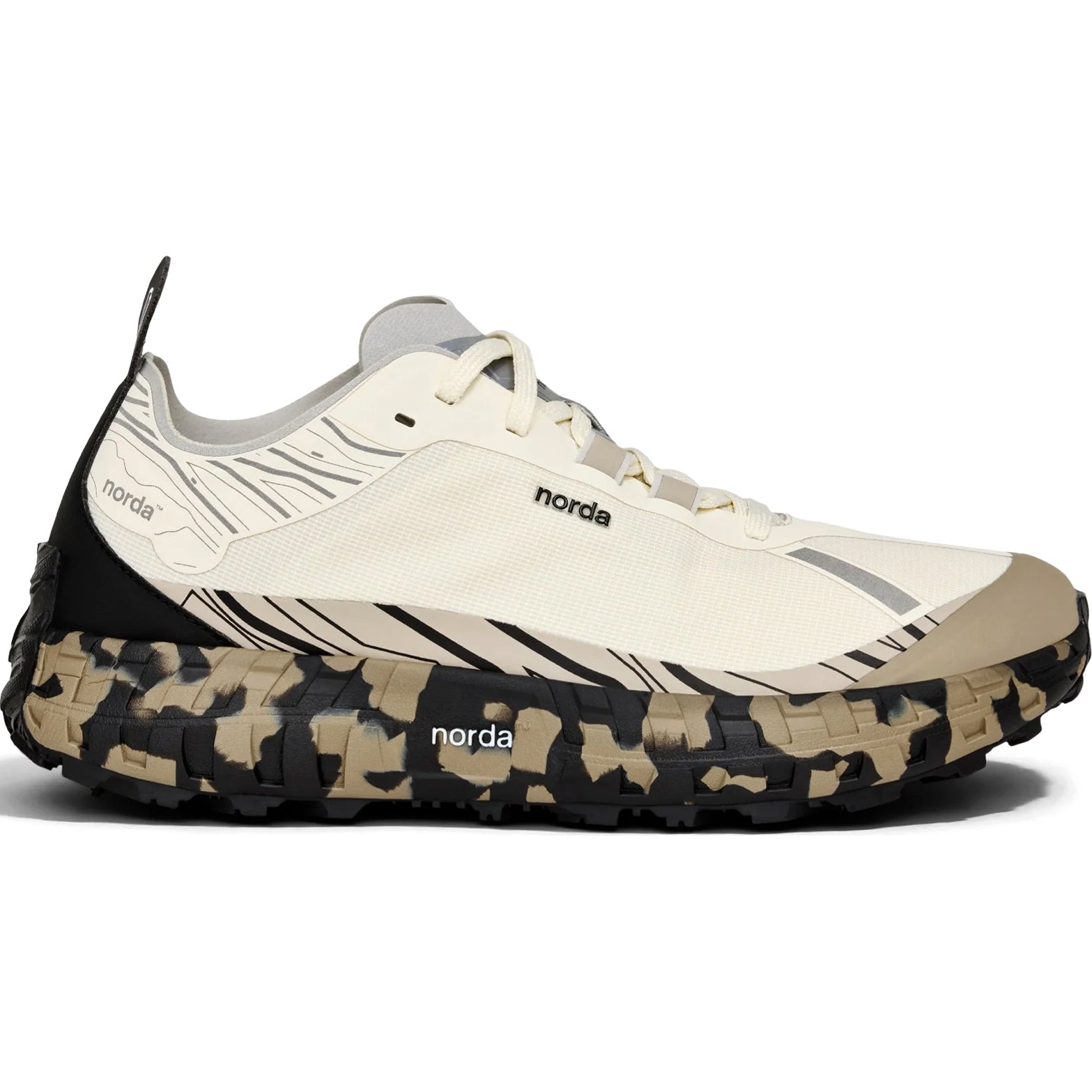 Men's norda 001A Trail Running Shoes Abyss outer side view showing Arnitel TPEE midsole and bio-circular Dyneema seamless upper