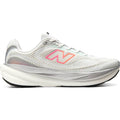 New Balance 1080v15 Breathe men's running shoe in White / Pink Heat / Tangerine Heat — outer view showing white perforated mesh upper with pink heat and tangerine heat accent detailing and Infinion midsole profile