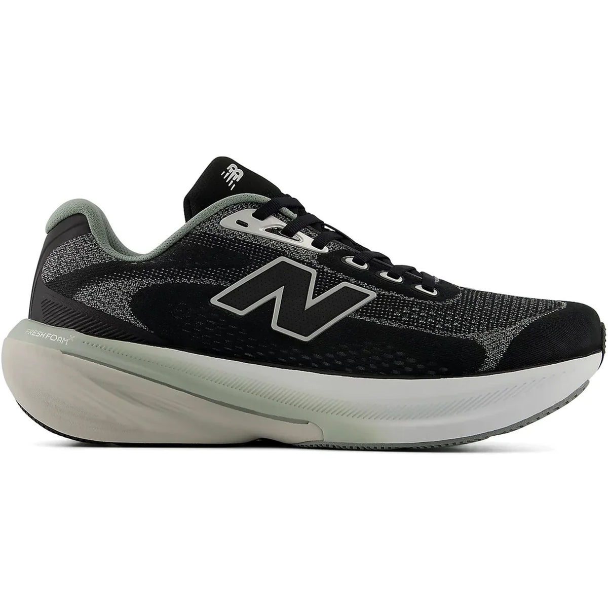 Men’s 860v15 Running Shoes by New Balance in Black/Bayberry, featuring a mesh upper, thick white Fresh Foam X cushioned sole, large side N logo, and shown from the left side.