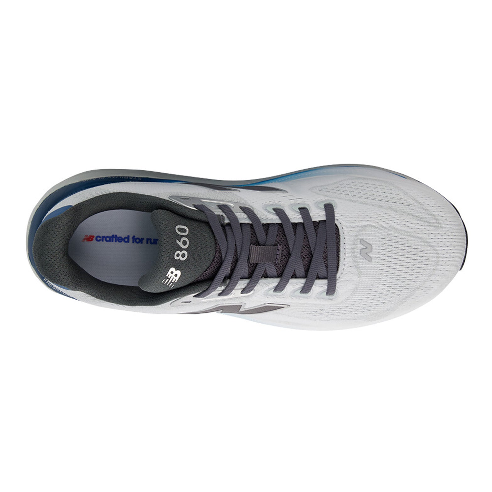 Men's New Balance 860v15 Running Shoes Quartz Grey Altitude top view showing synthetic upper construction with breathable design for daily training