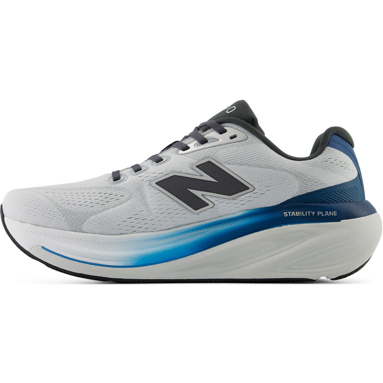 Men's New Balance 860v15 Running Shoes Quartz Grey Altitude inner side view showing Stability Plane support with Fresh Foam X cushioning for overpronation control