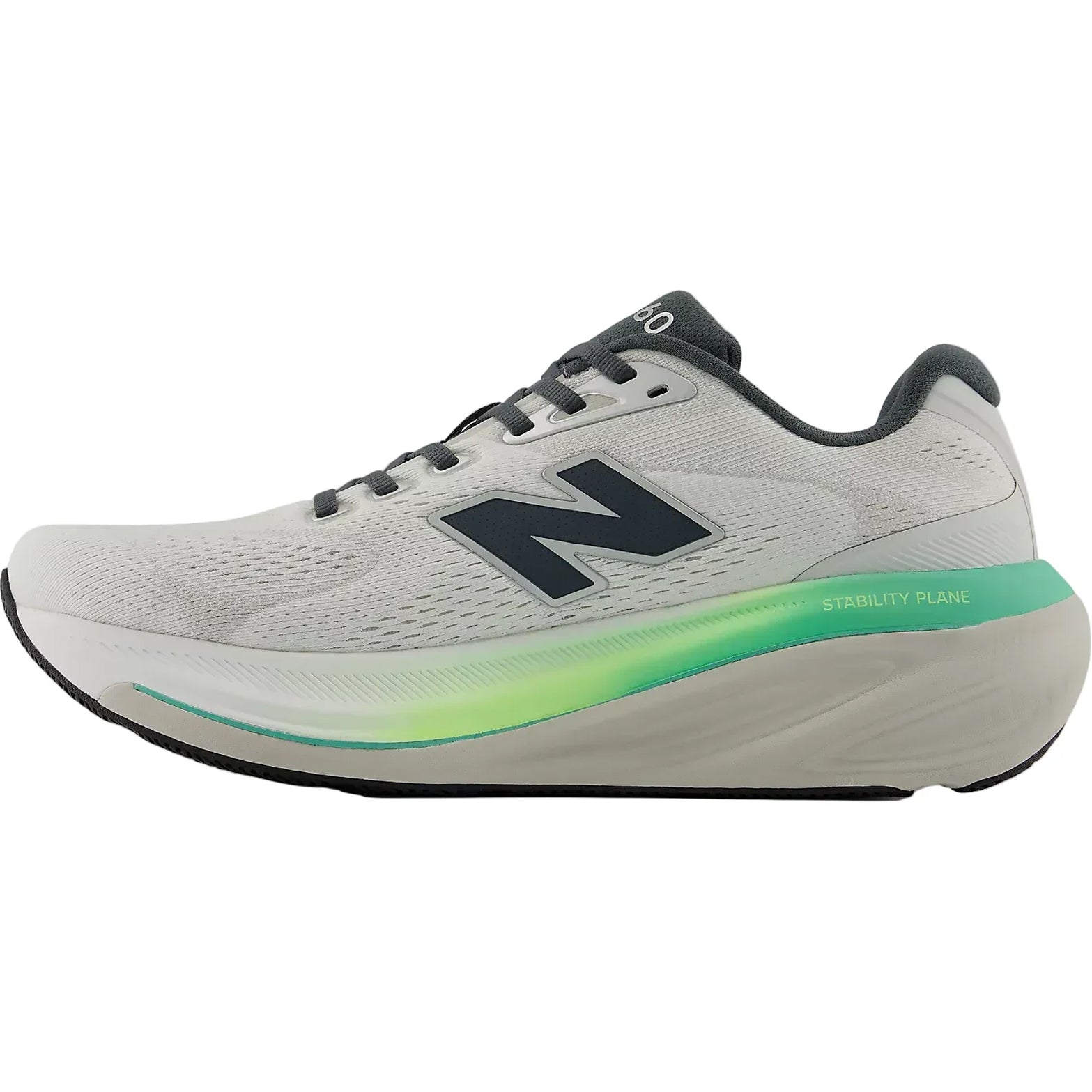 Men's New Balance 860v15 Running Shoes Reflection Graphite inner side view showing Stability Plane support with Fresh Foam X cushioning for overpronation control